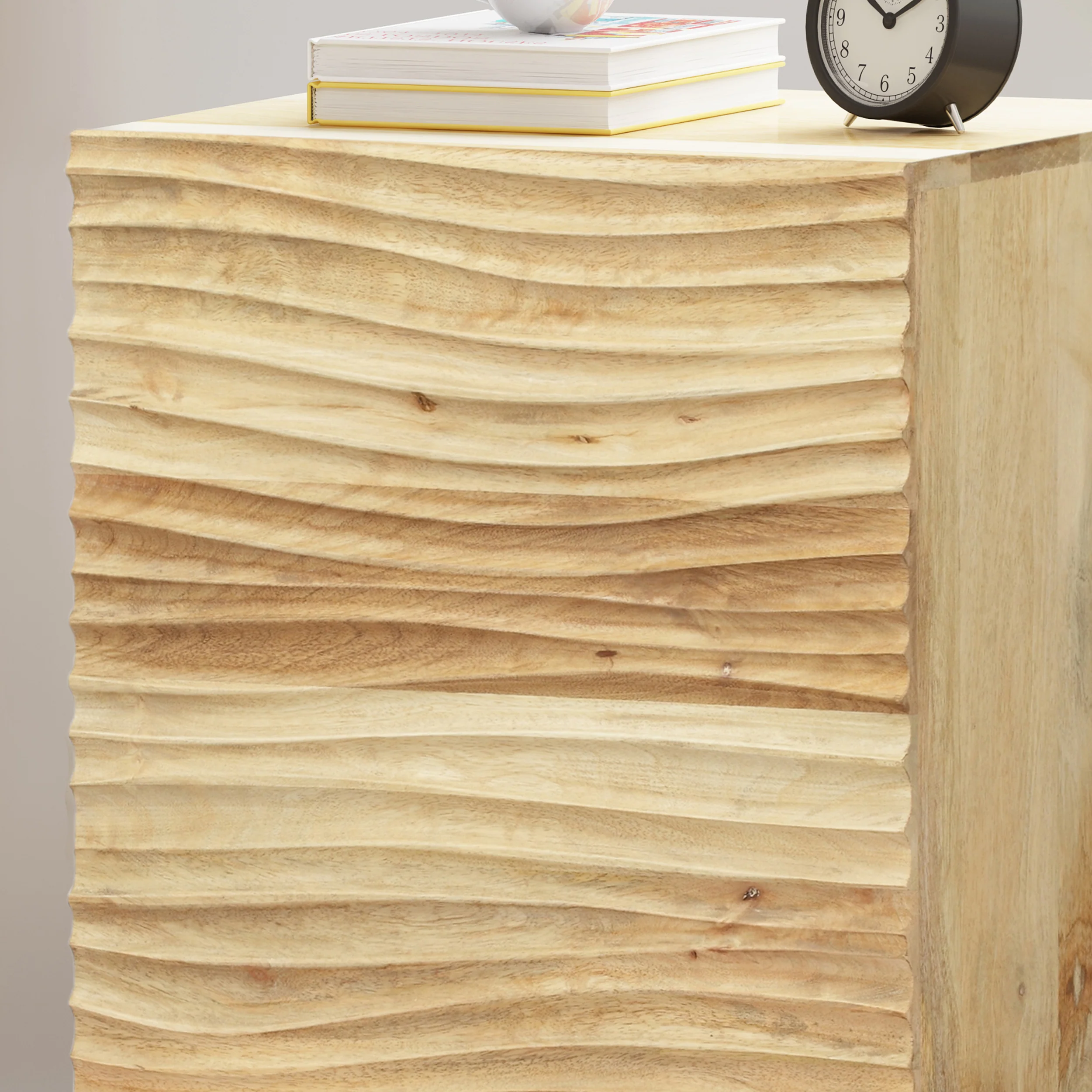 Lesley Modern Mango Wood and Iron Side Table - furnishings
