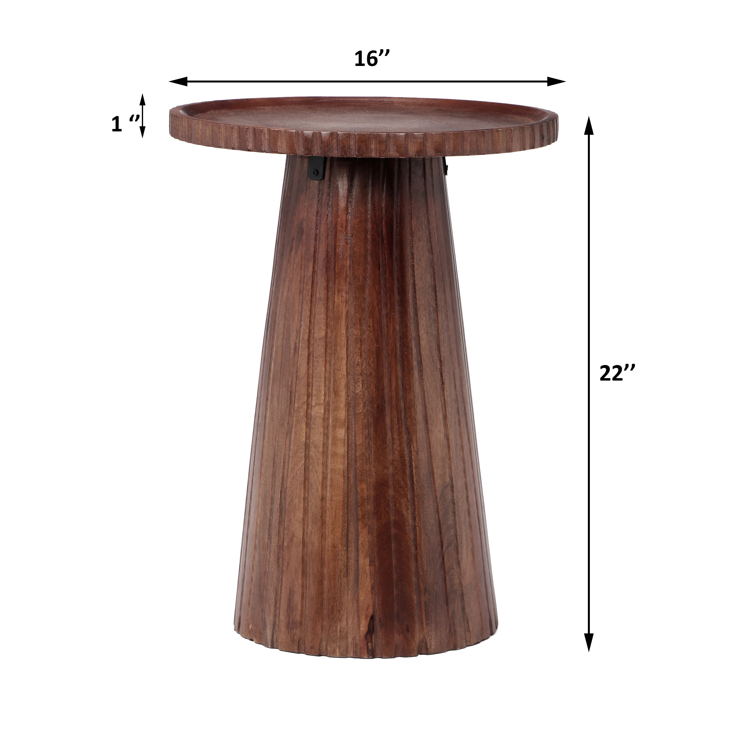 Zephy Round Pedestal Side End Table, Mango Wood - furnishings
