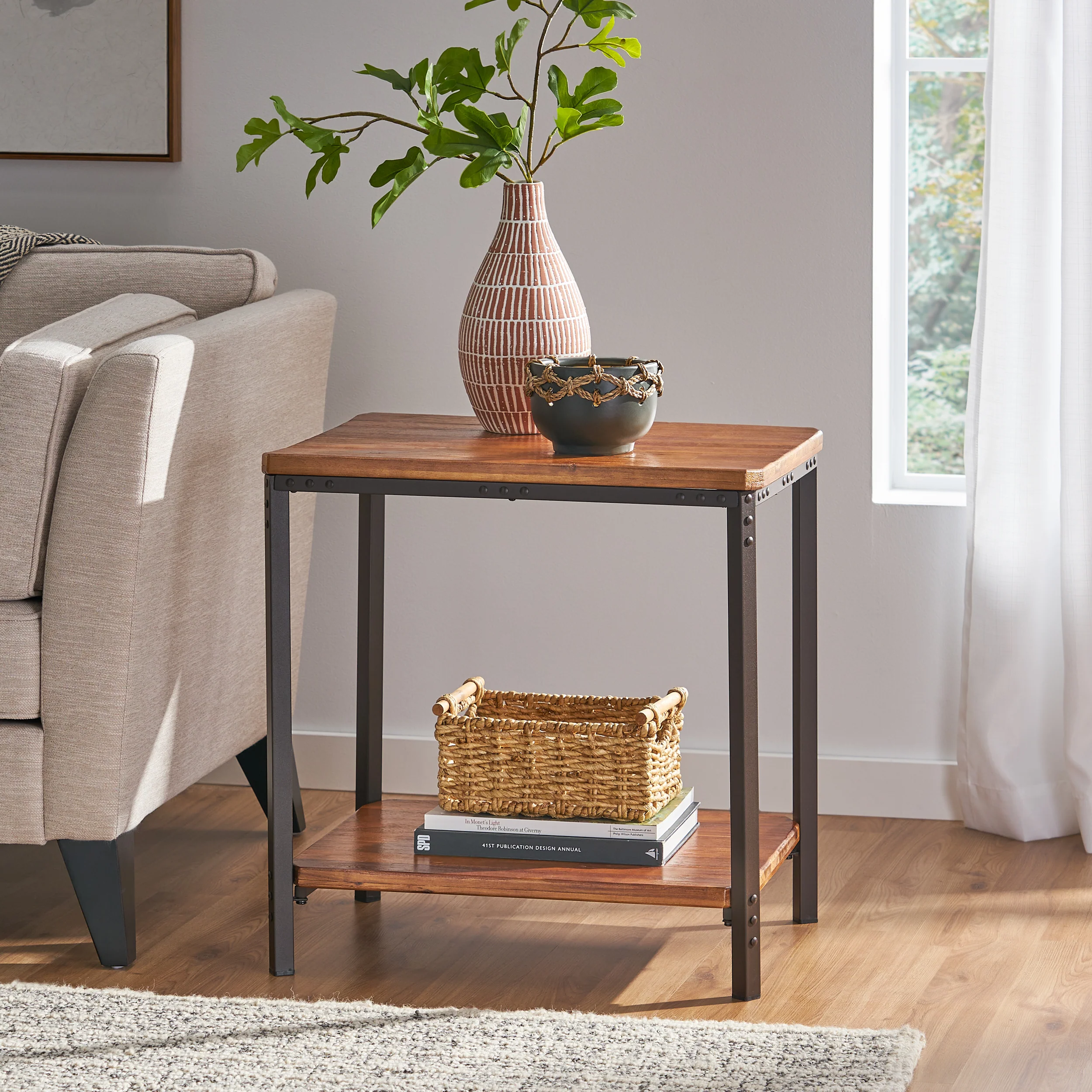 Moorhead Wood Finish Side Table - furnishings