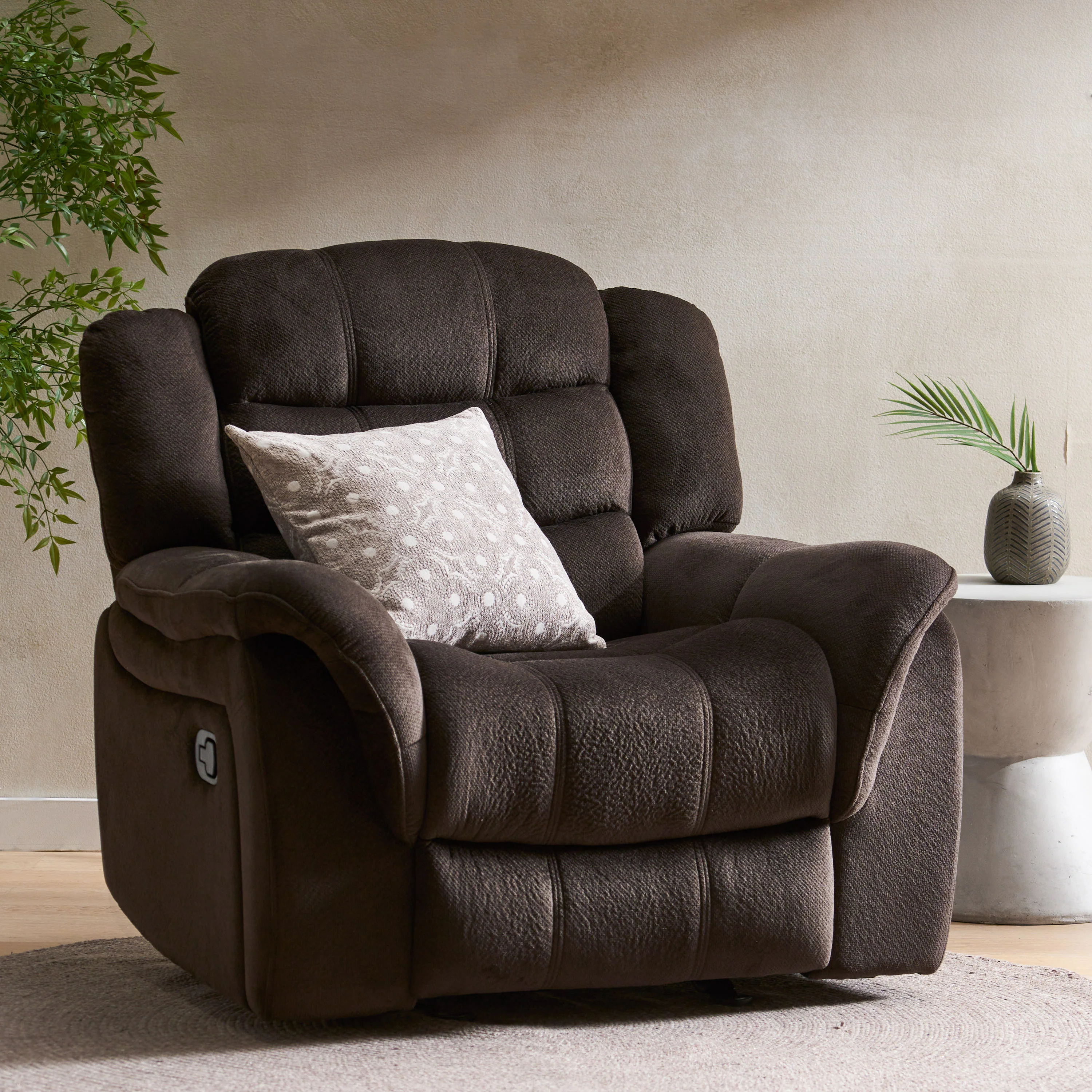 Hidal Brown Fabric Glider Recliner Club Chair - furnishings