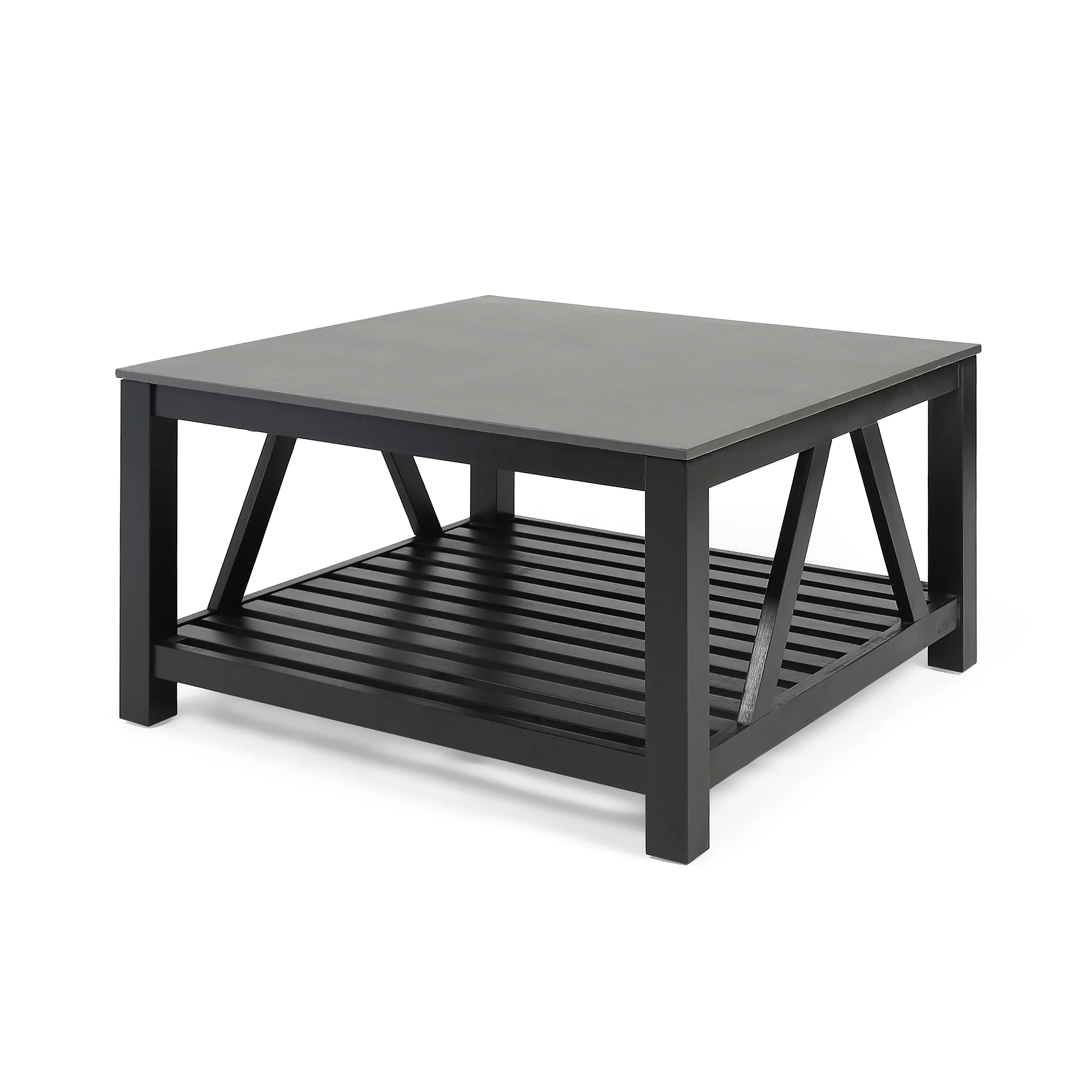 Patel Farmhouse Coffee Table With Faux Stone Top - furnishings