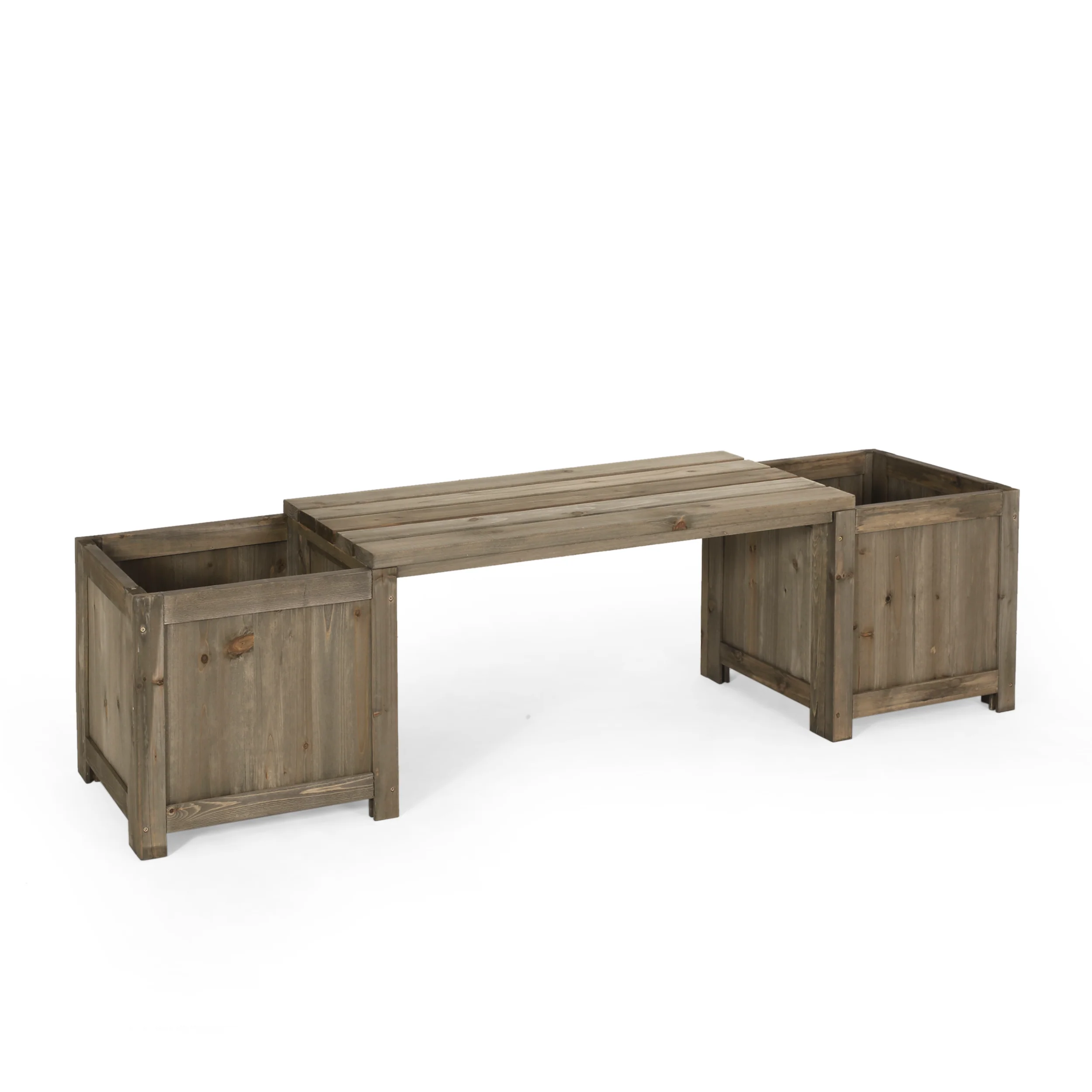 Skyline Outdoor Pine Wood Planter Bench - furnishings
