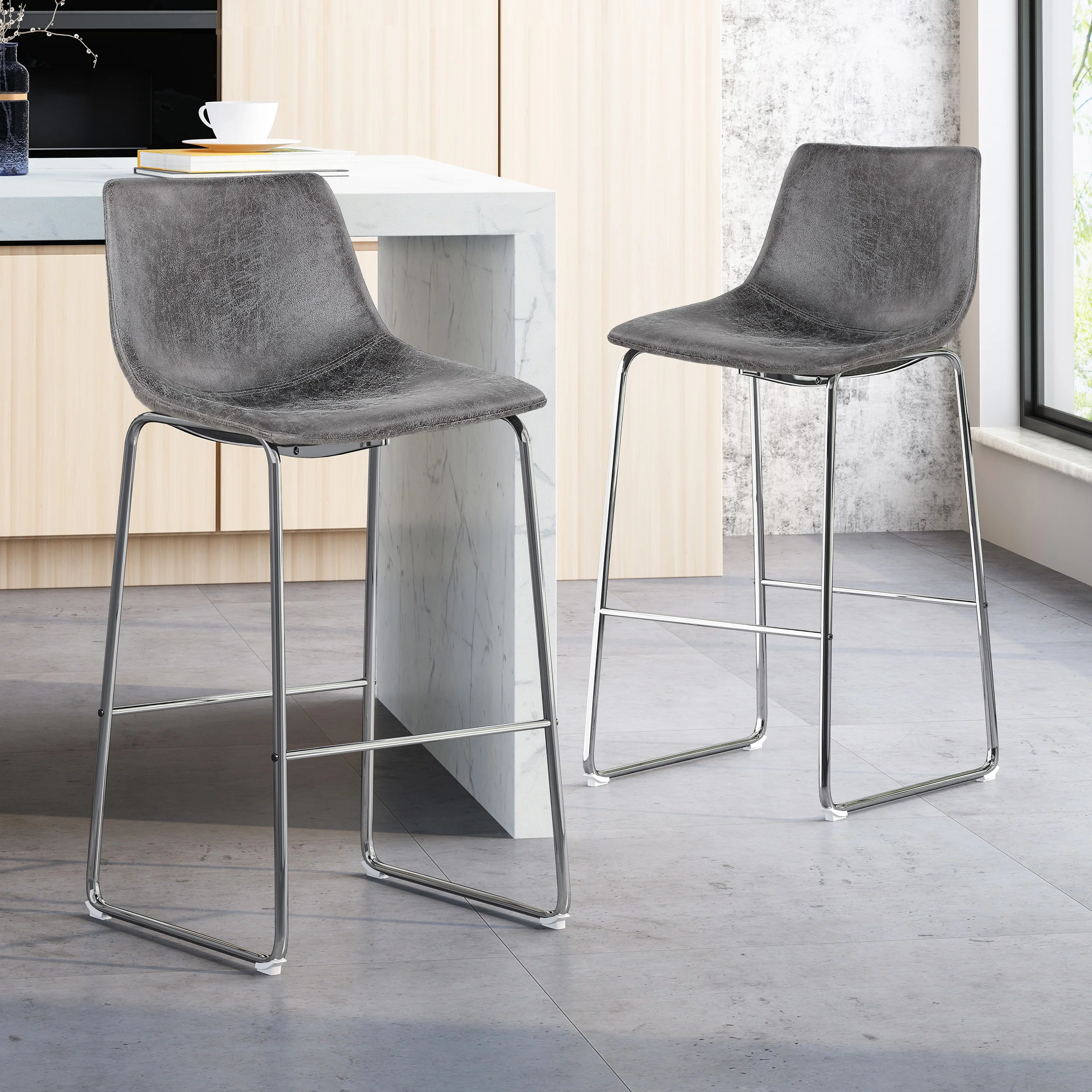 San Modern Microfiber Bar Stool - furnishings