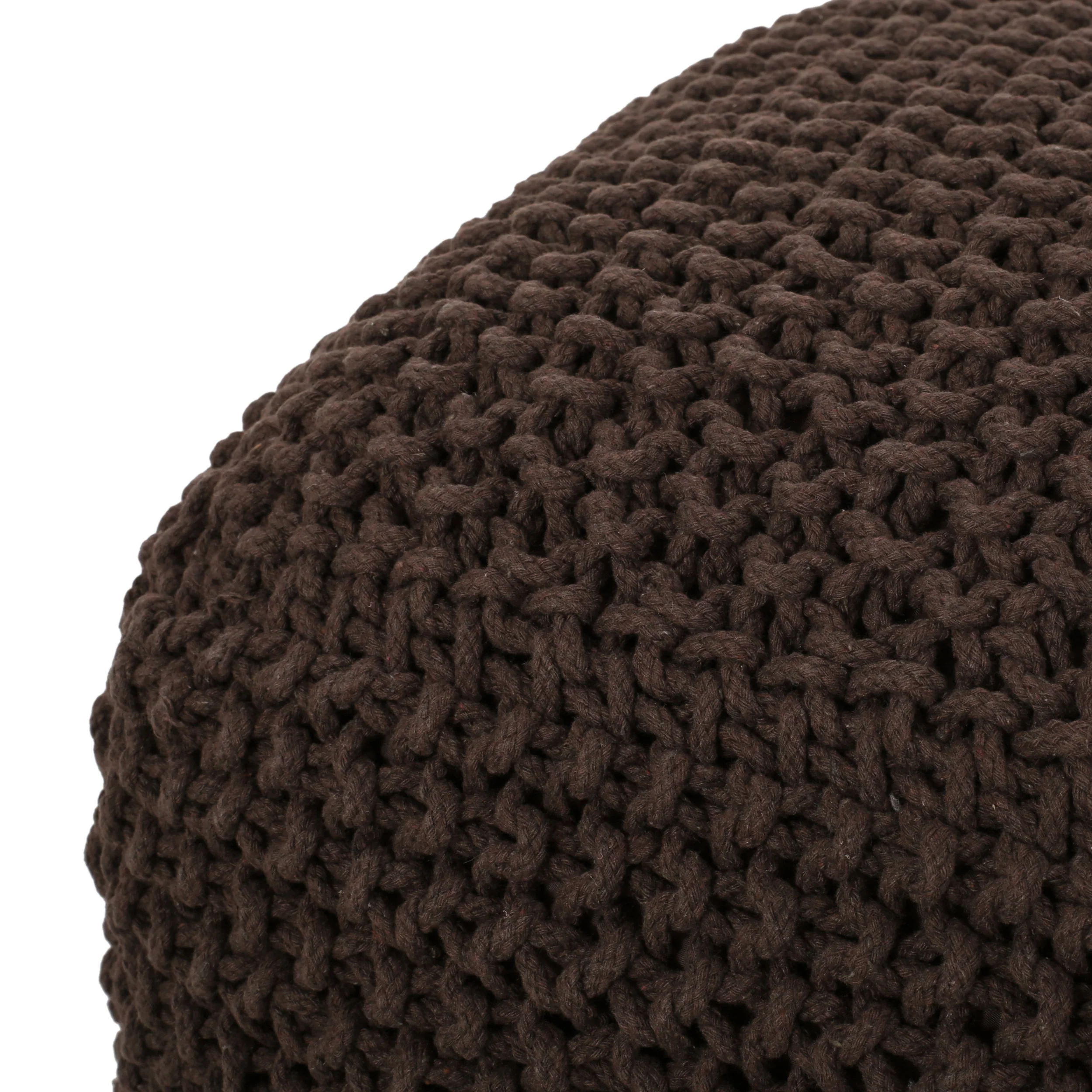 Teresa Modern Knitted Cotton Cube Pouf - furnishings
