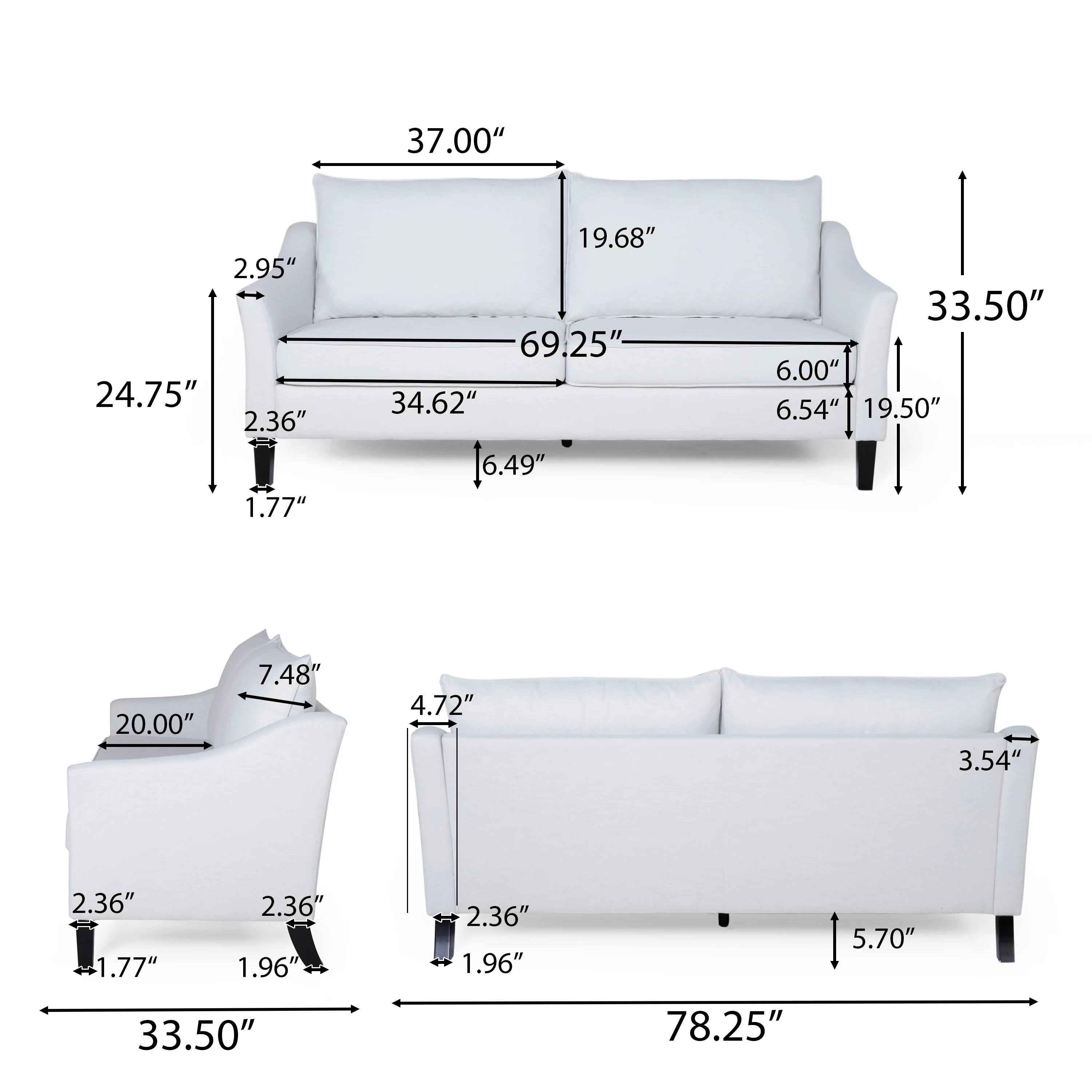 Tess Contemporary Fabric 3 Seater Sofa - furnishings