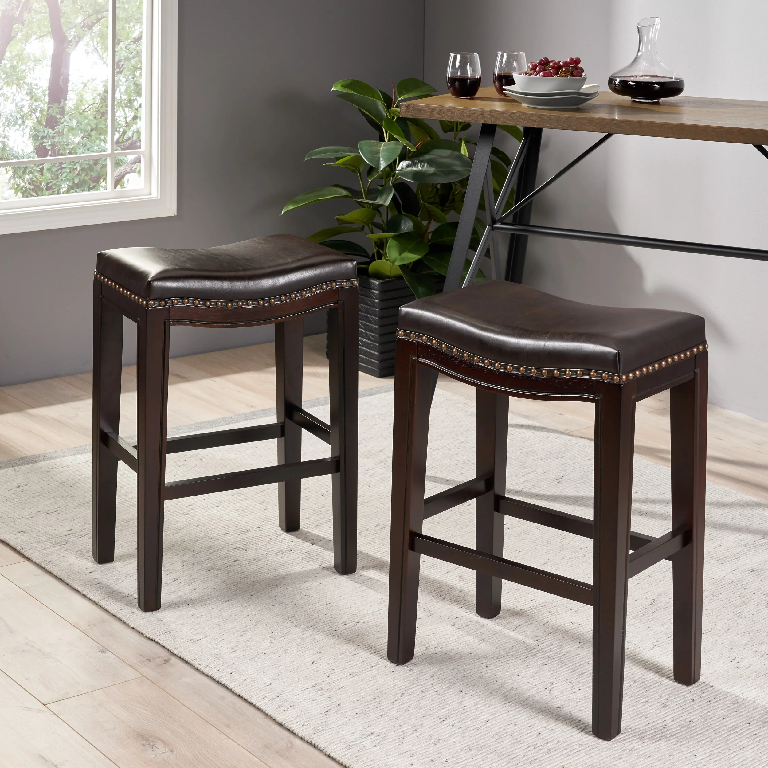Contemporary Studded Counter Stool (Set of 2) - furnishings