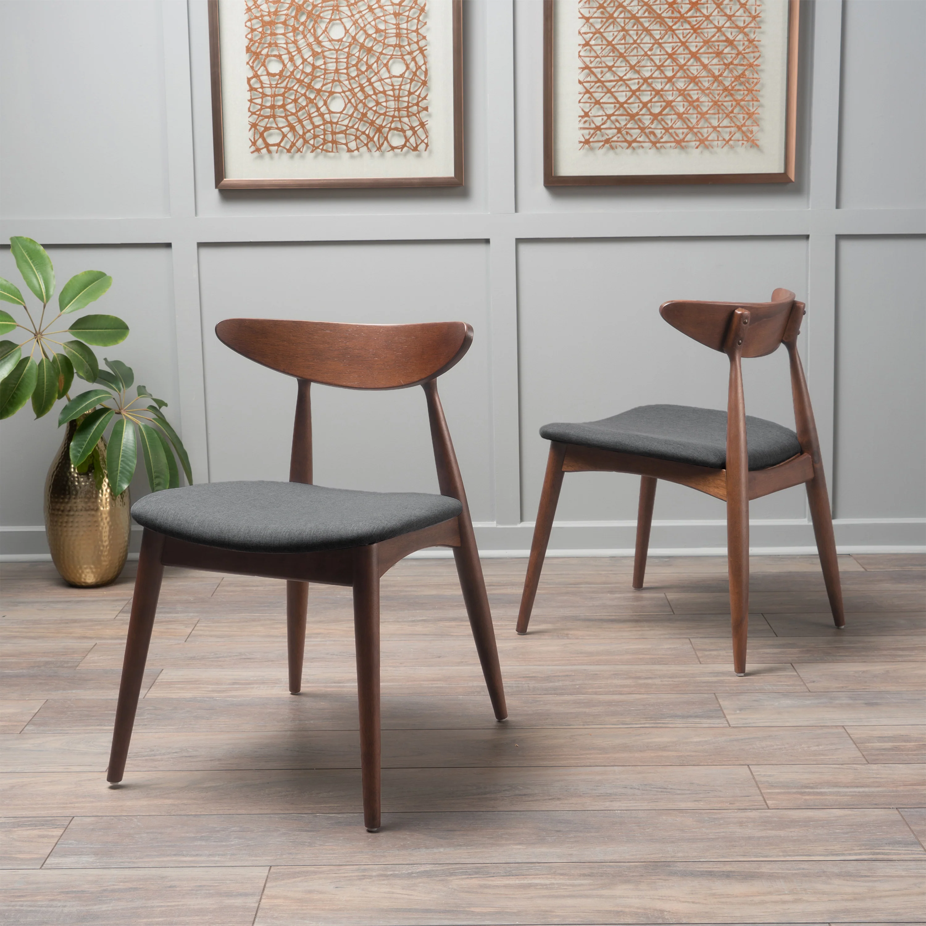 Issaic Mid-Century Modern Design Wood Dining Chairs (Set of 2) - furnishings