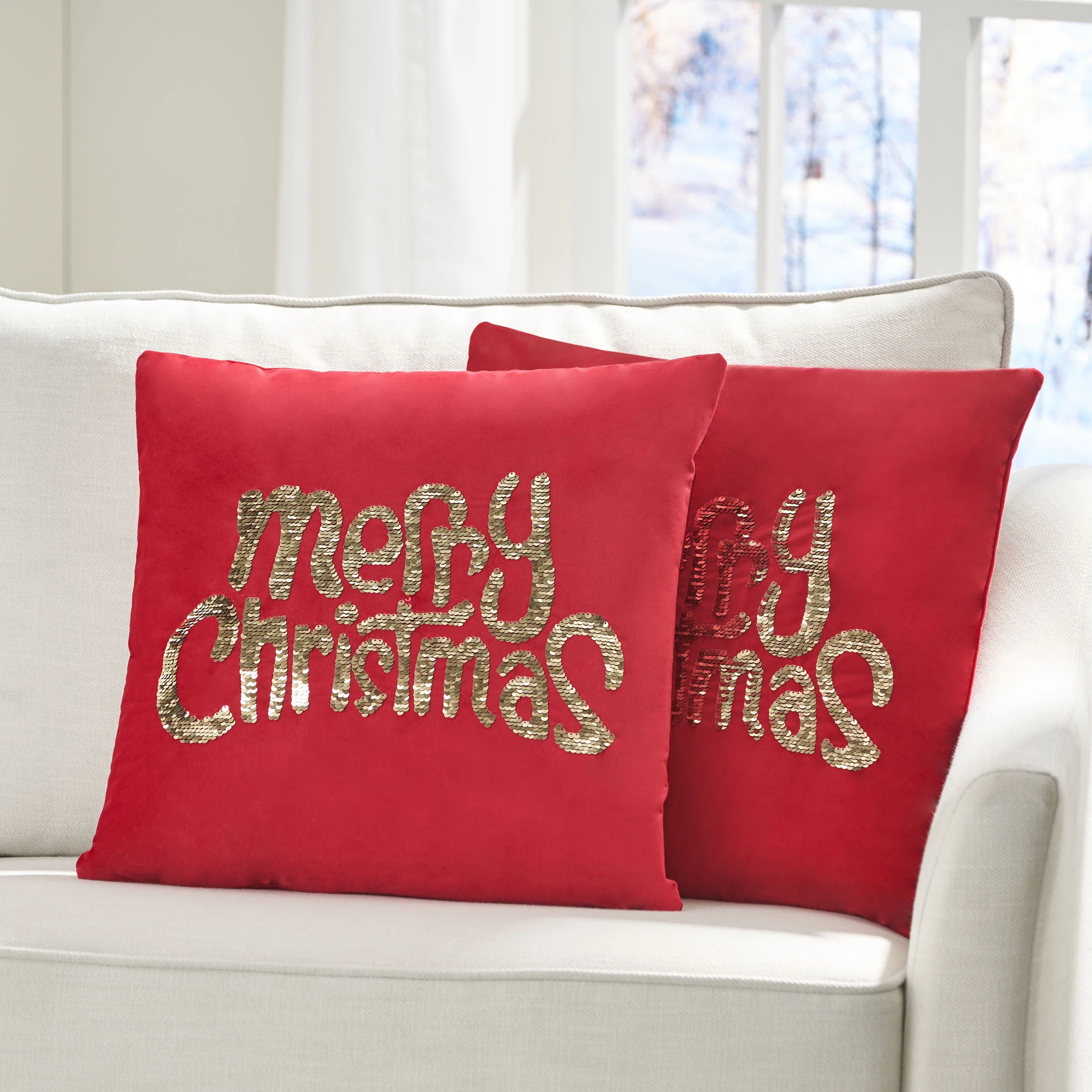 Bolivar Glam Velvet Christmas Throw Pillow - furnishings