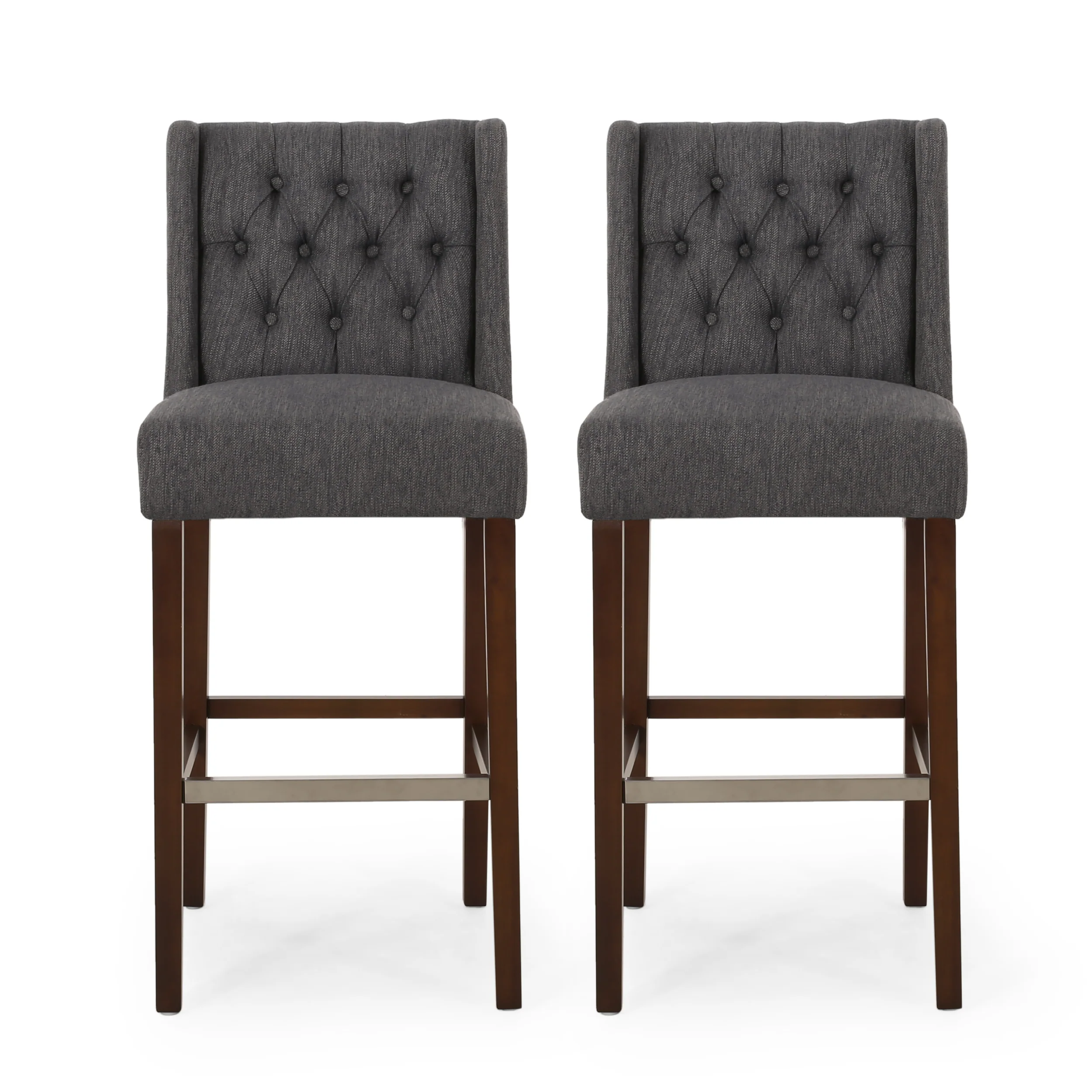 Leeandre Contemporary Wingback Fabric Barstools (Set of 2) - furnishings