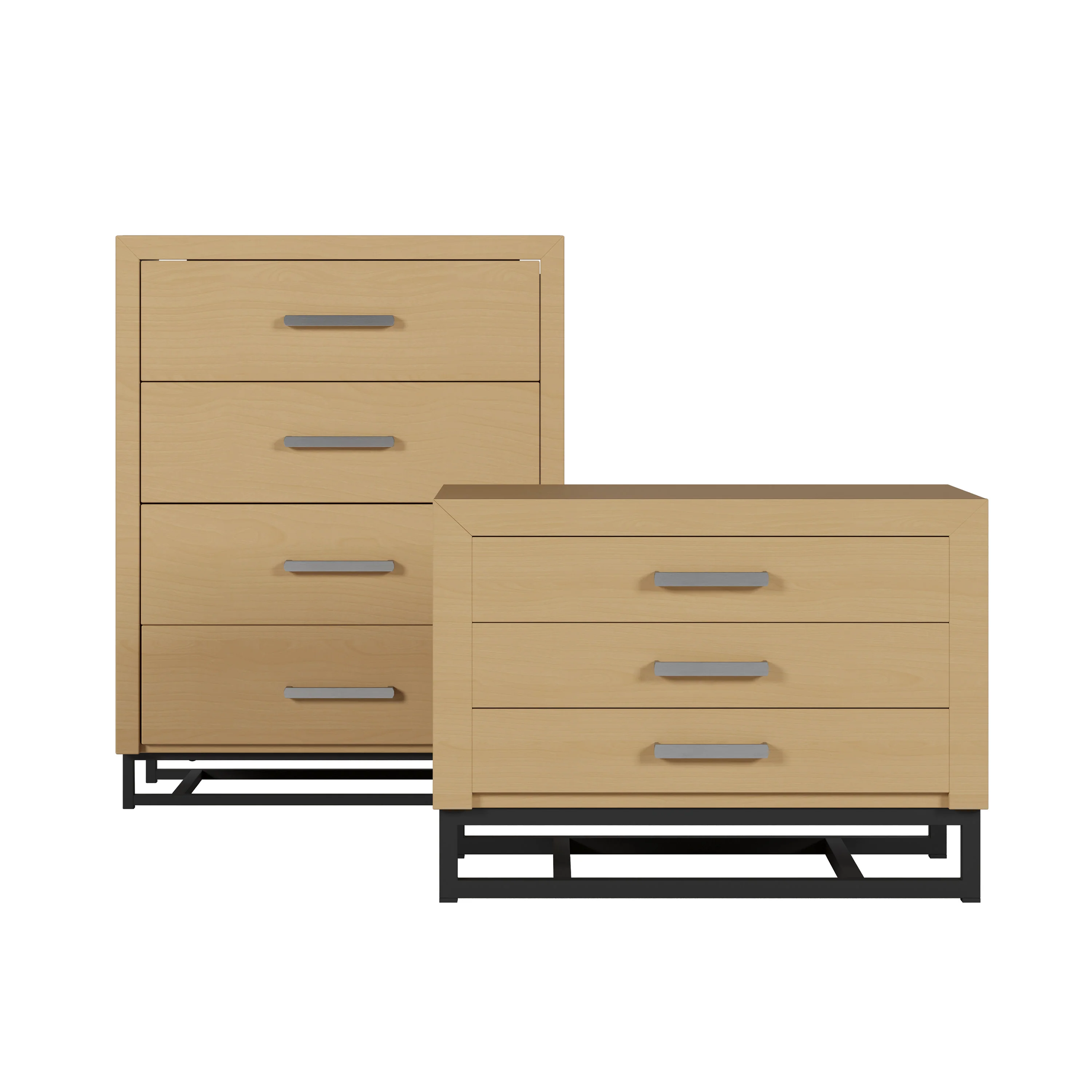 Borah Contemporary Faux Wood 2 Piece 4 Drawer Dresser and Nightstand Bedroom Set - furnishings