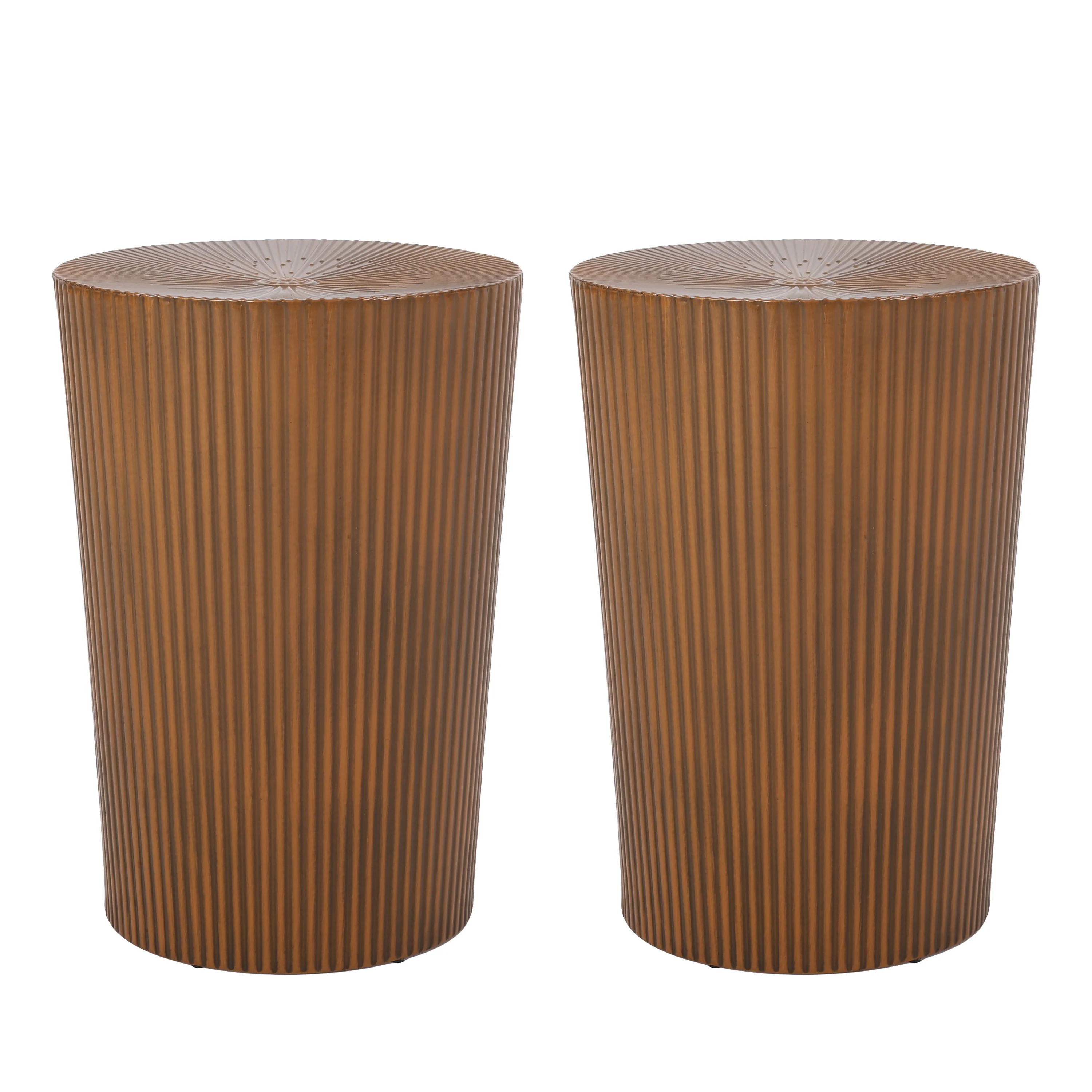 Pamsha Modern Metal Sunburst Side Tables, Set of 2 - furnishings