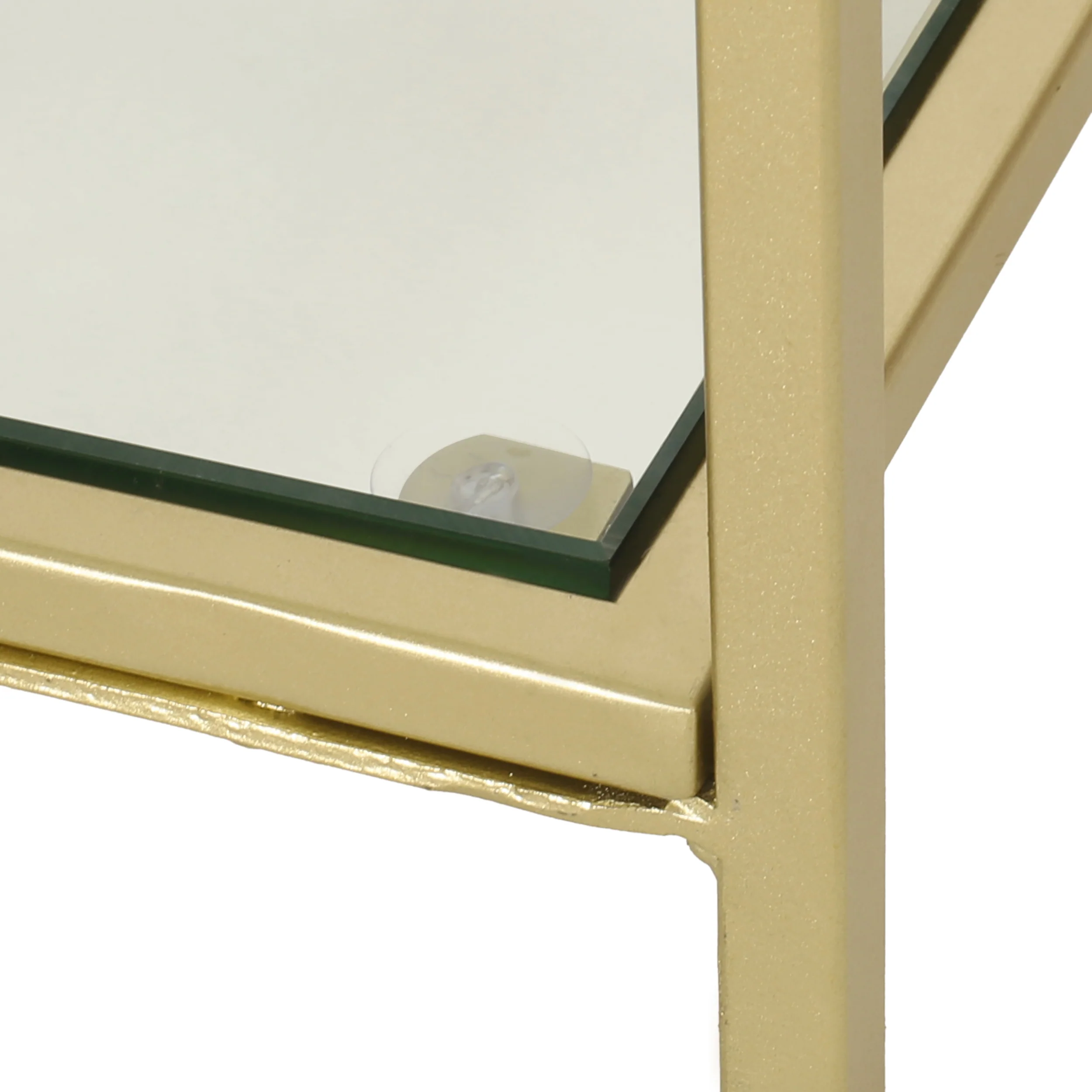 Wallner Modern Glam Tempered Glass 3 Shelf Asymmetrical Bookcase, Gold - furnishings