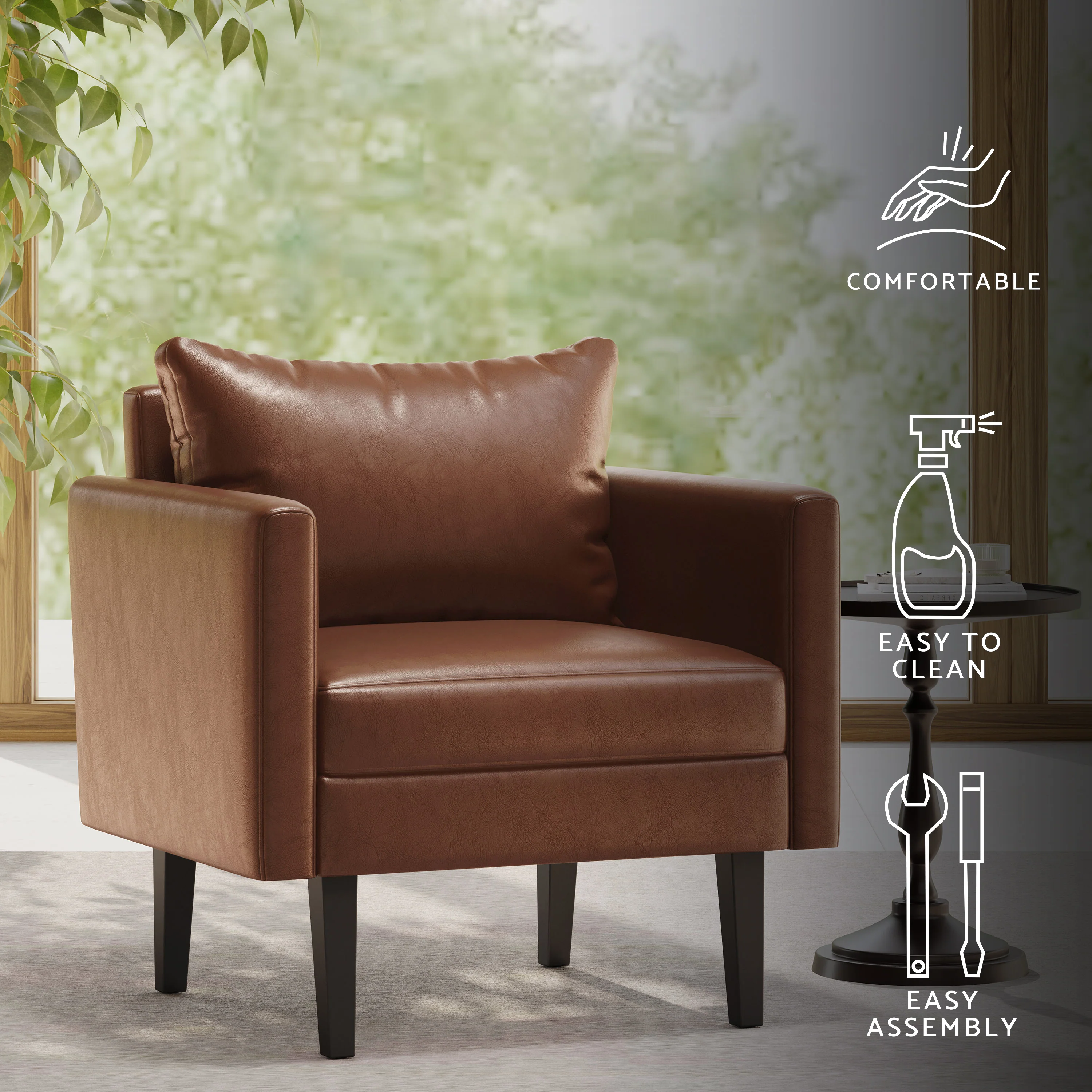 Dowd Mid Century Modern Faux Leather Club Chair - furnishings