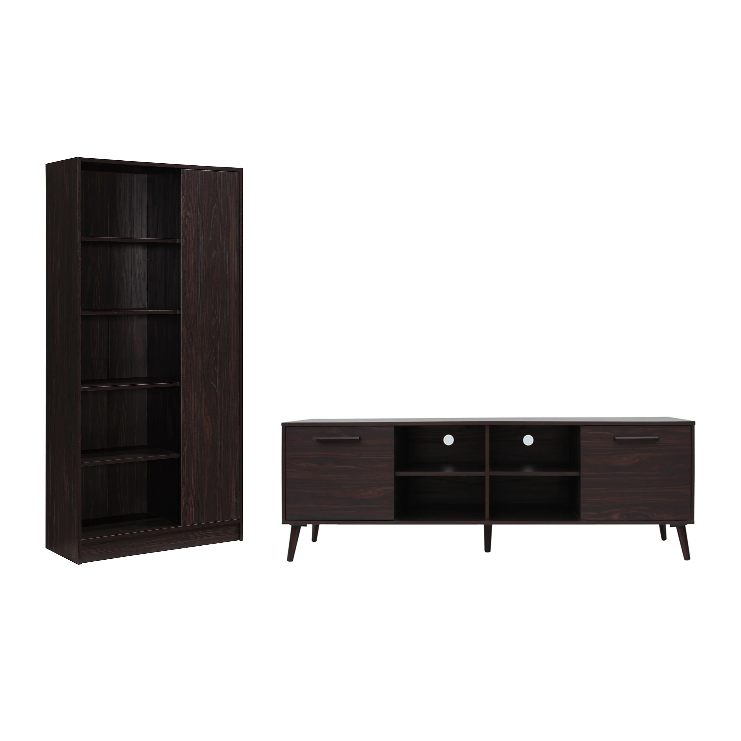 Greta Mid Century 2 Piece TV Stand & Bookcase Set - furnishings