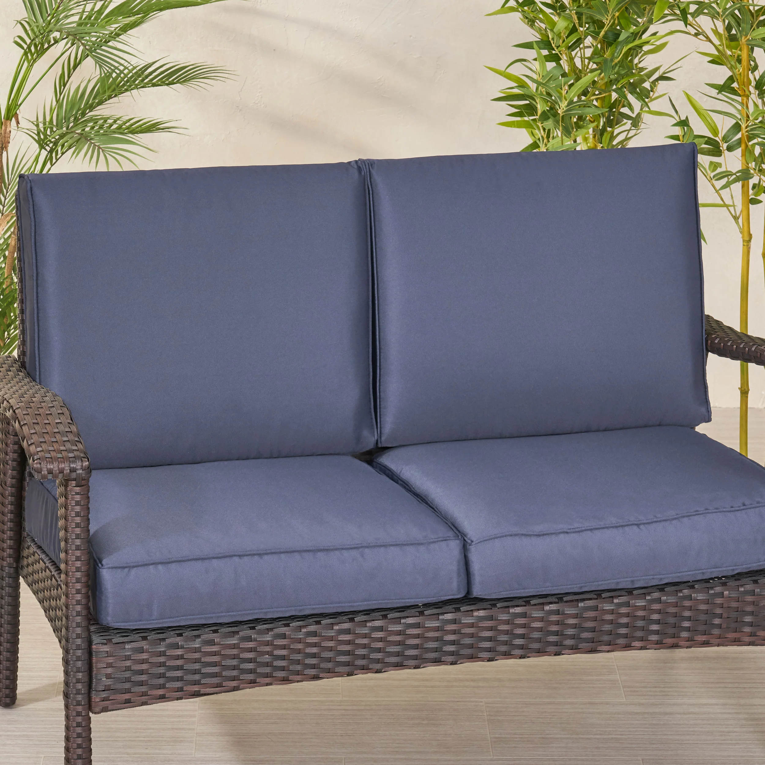 Atiyah Outdoor Water Resistant Fabric Loveseat Cushions with Piping - furnishings
