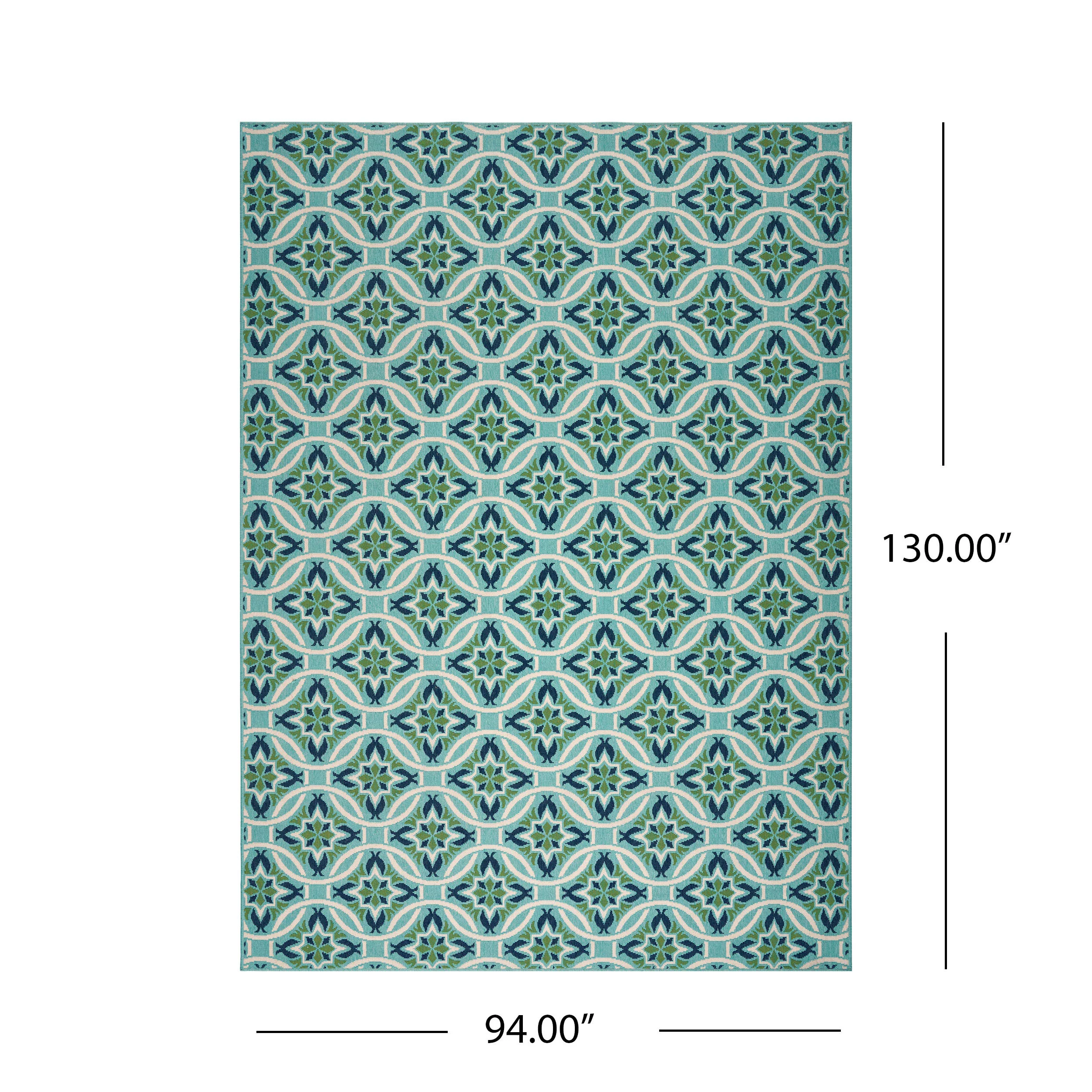 Foxwood Indoor/Outdoor Geometric Area Rug, Blue and Green - furnishings