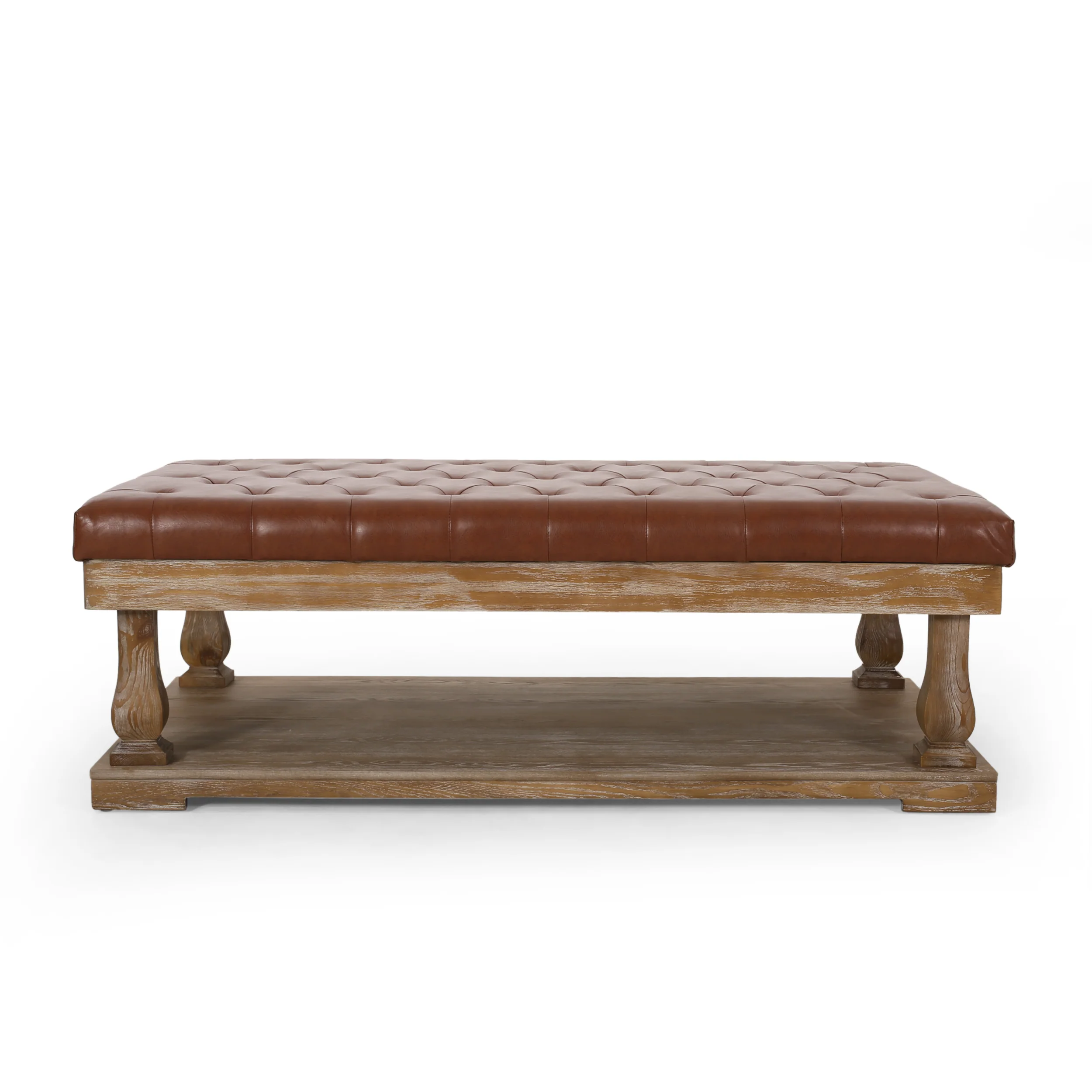 Leovanni Contemporary Fabric Rectangular Ottoman - furnishings