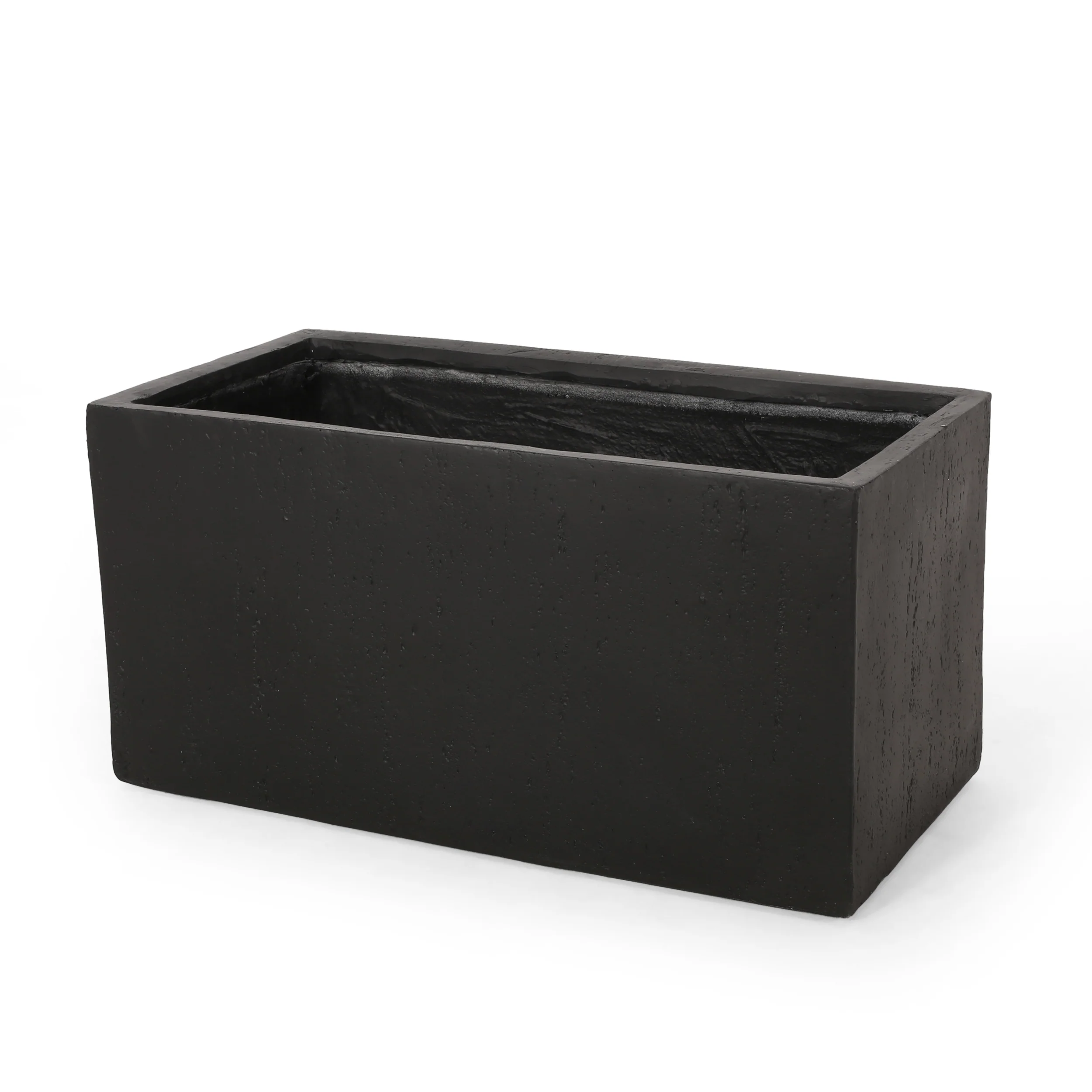 Fardeen Outdoor Modern Cast Stone Rectangular Planter - furnishings