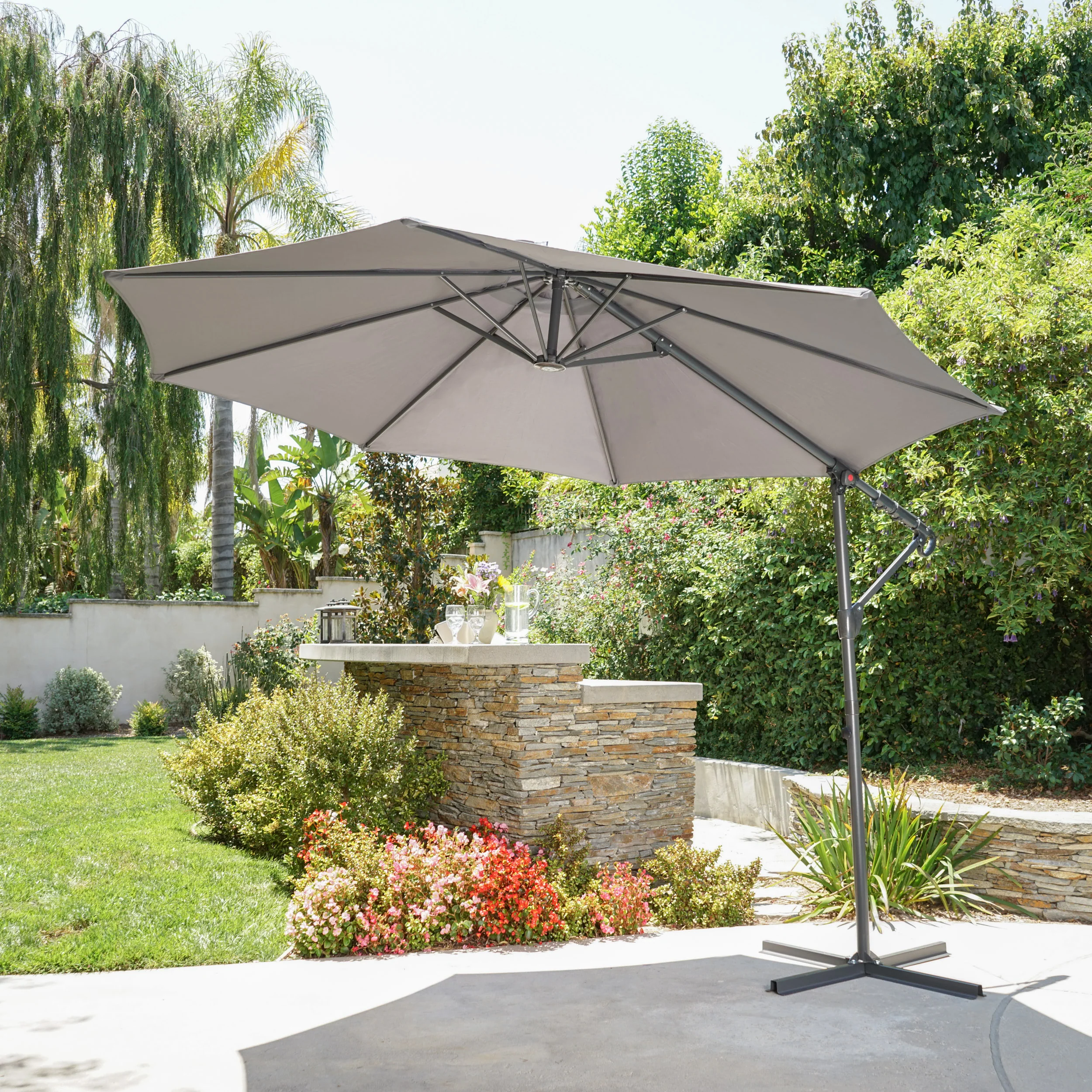 Sloane Outdoor Water Resistant Steel Frame Banana Sun Canopy - furnishings