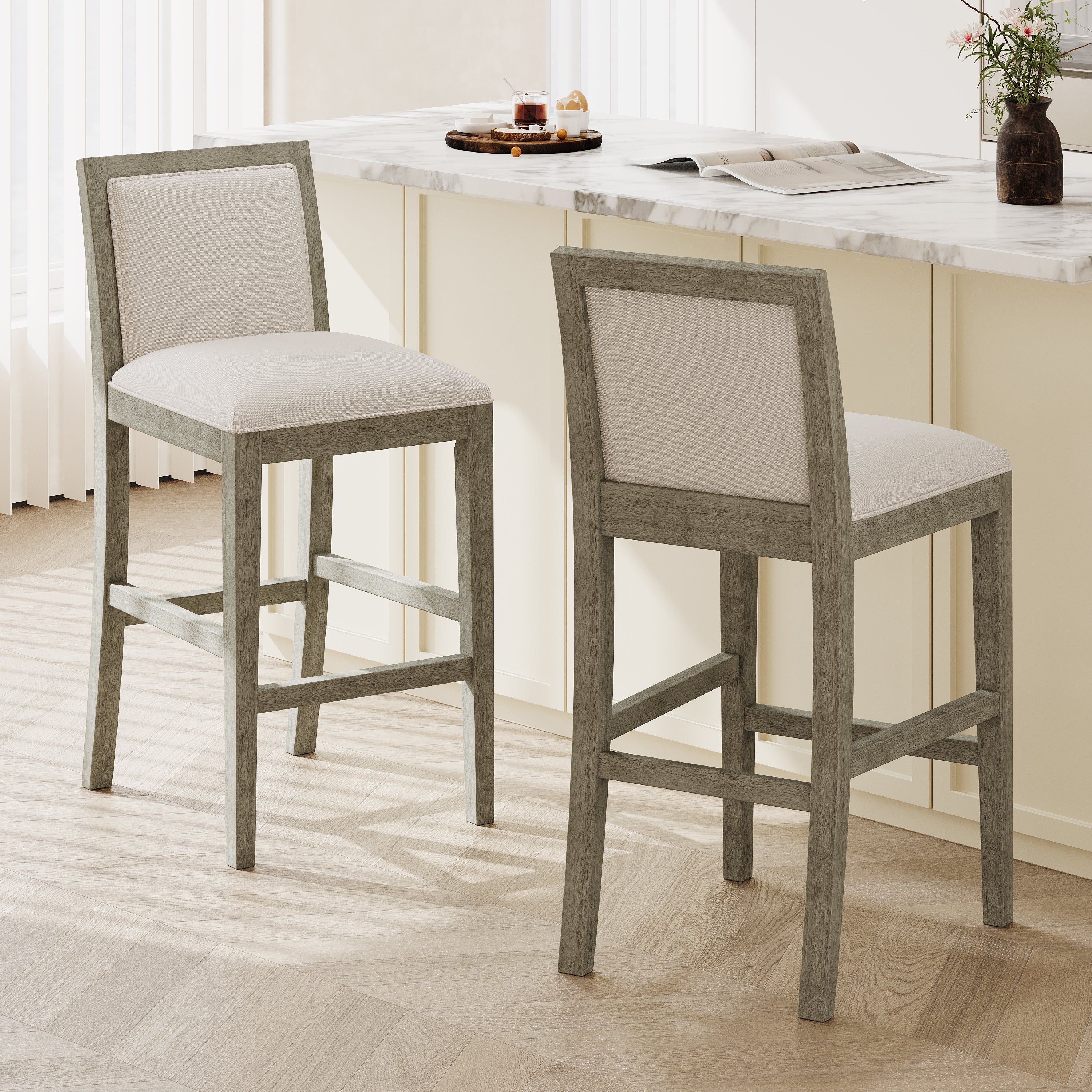 Sagea Modern Upholstered Counter Stools with Cushioned Seat and Back - furnishings