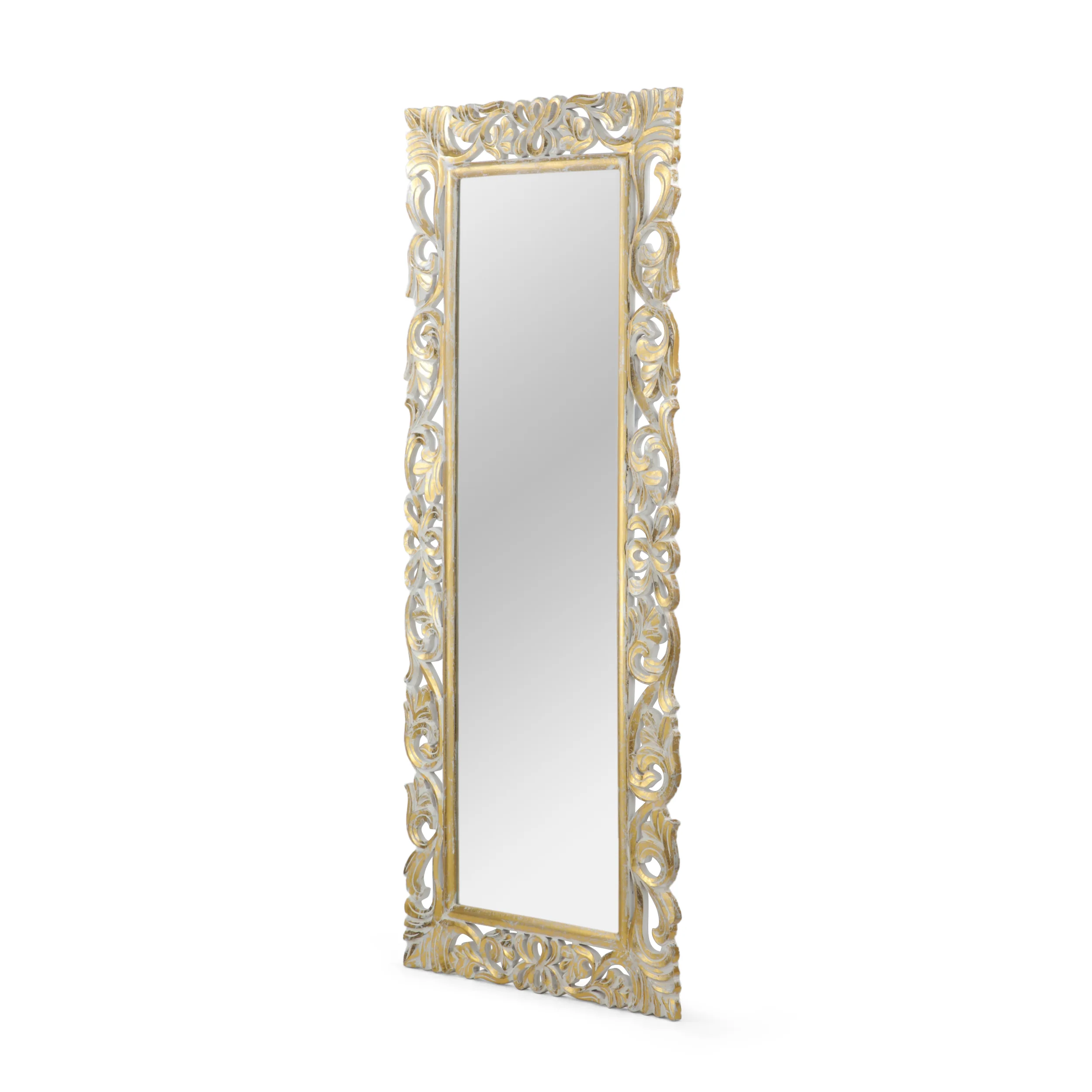 Sarah Traditional Standing Mirror with Floral Carved Frame - furnishings