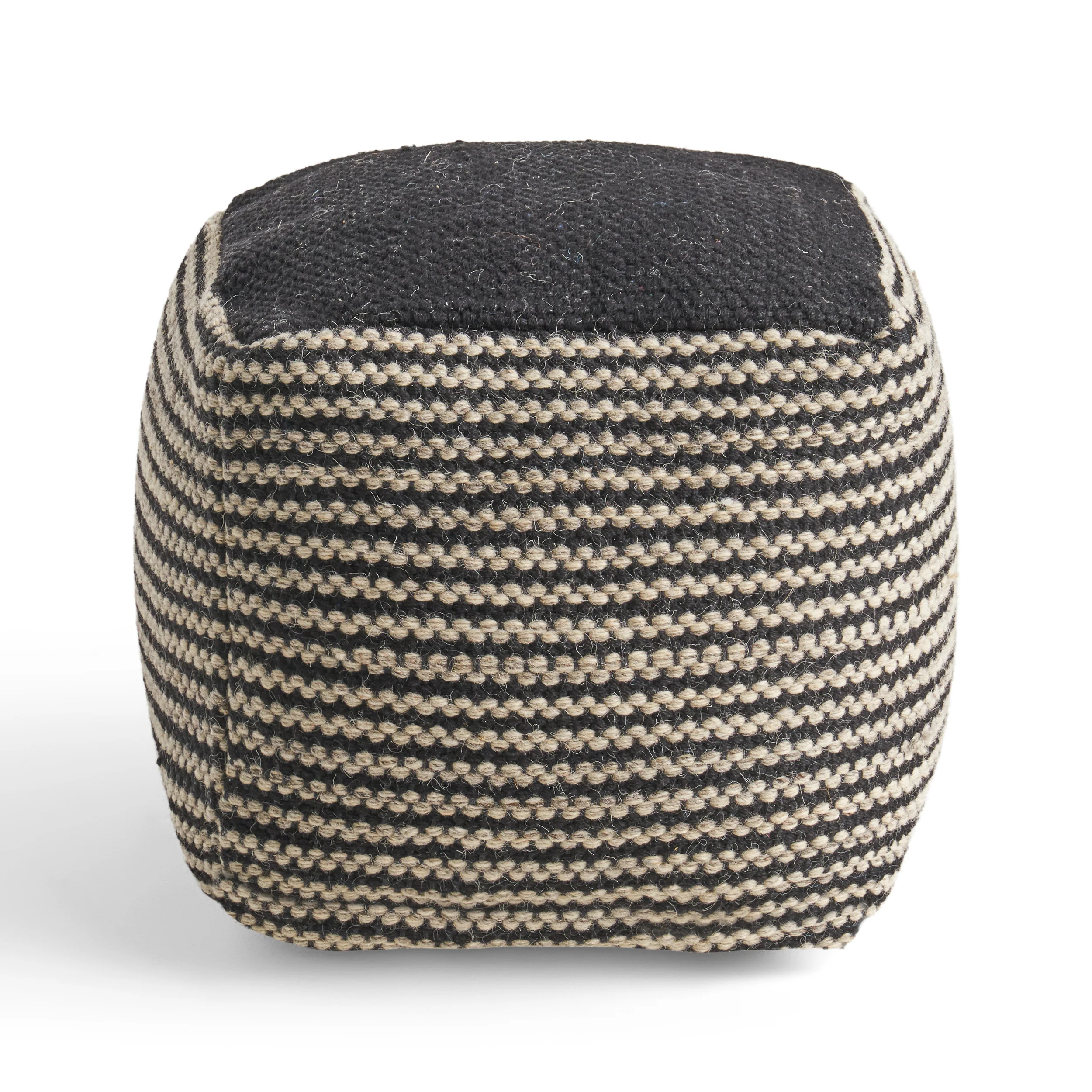 Allyssa Boho Wool and Cotton Ottoman Pouf - furnishings