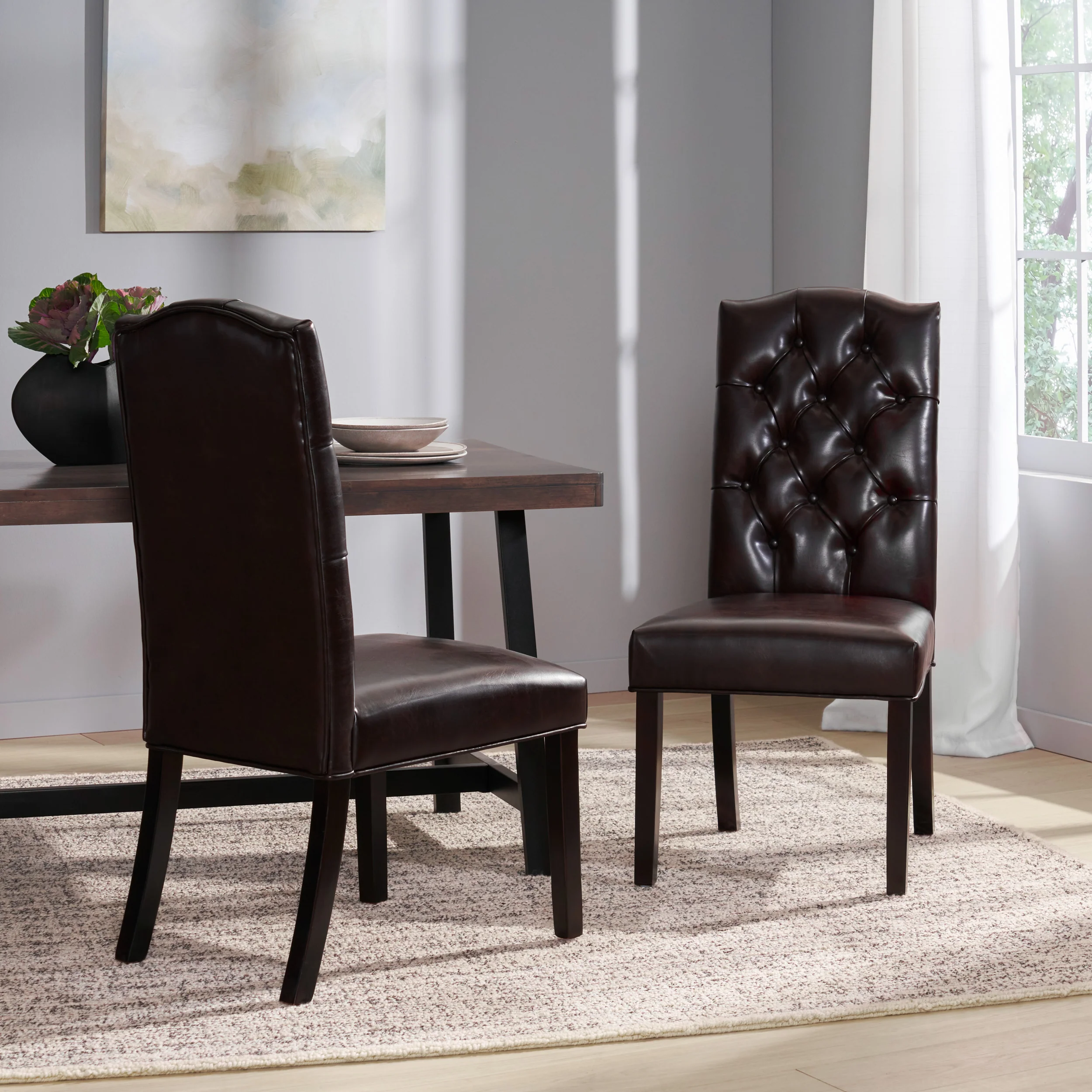 Clark Brown Leather Dining Chair (Set of 2) - furnishings