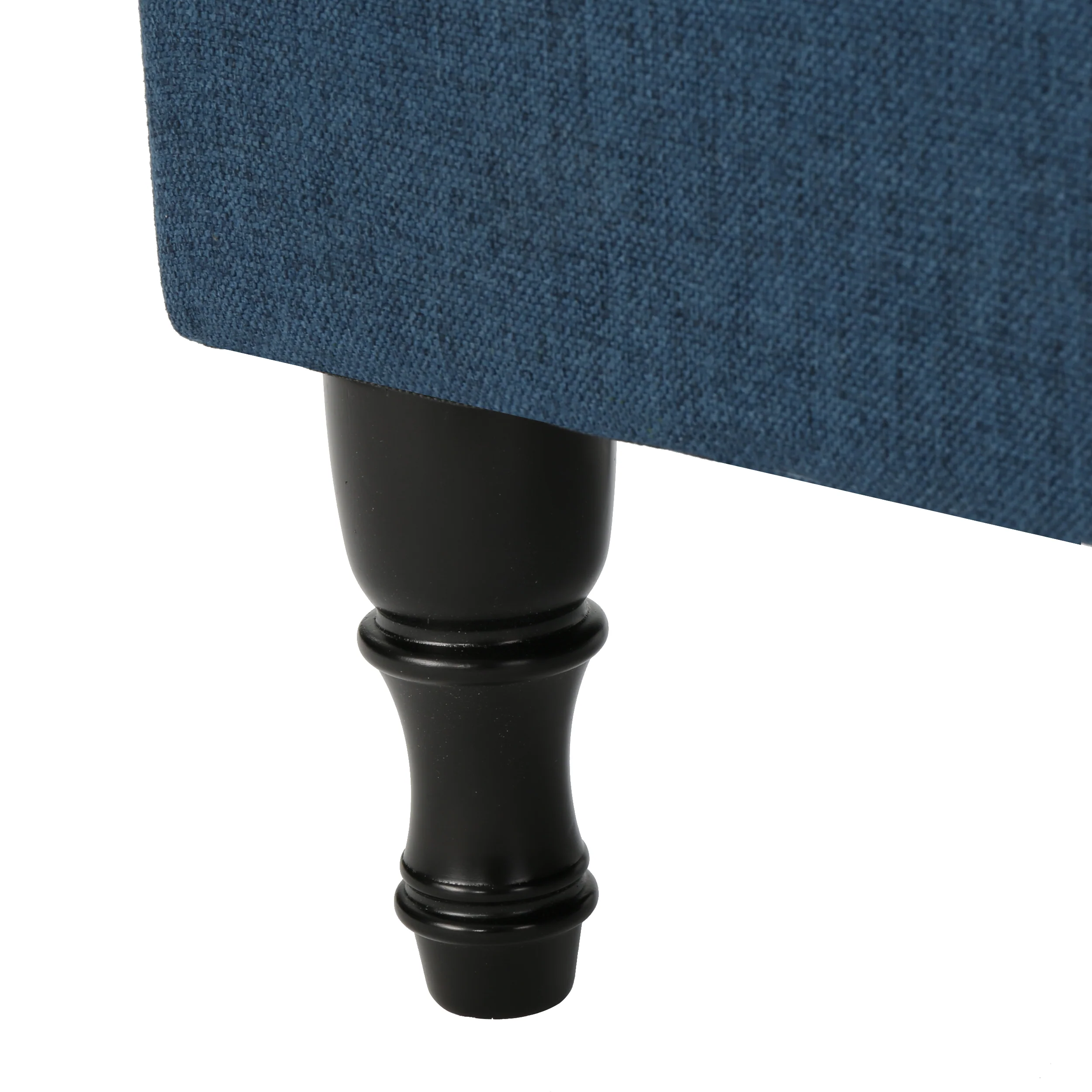 Constance Button Tufted Fabric Rectangle Storage Ottoman Bench w/ Turned Legs - furnishings