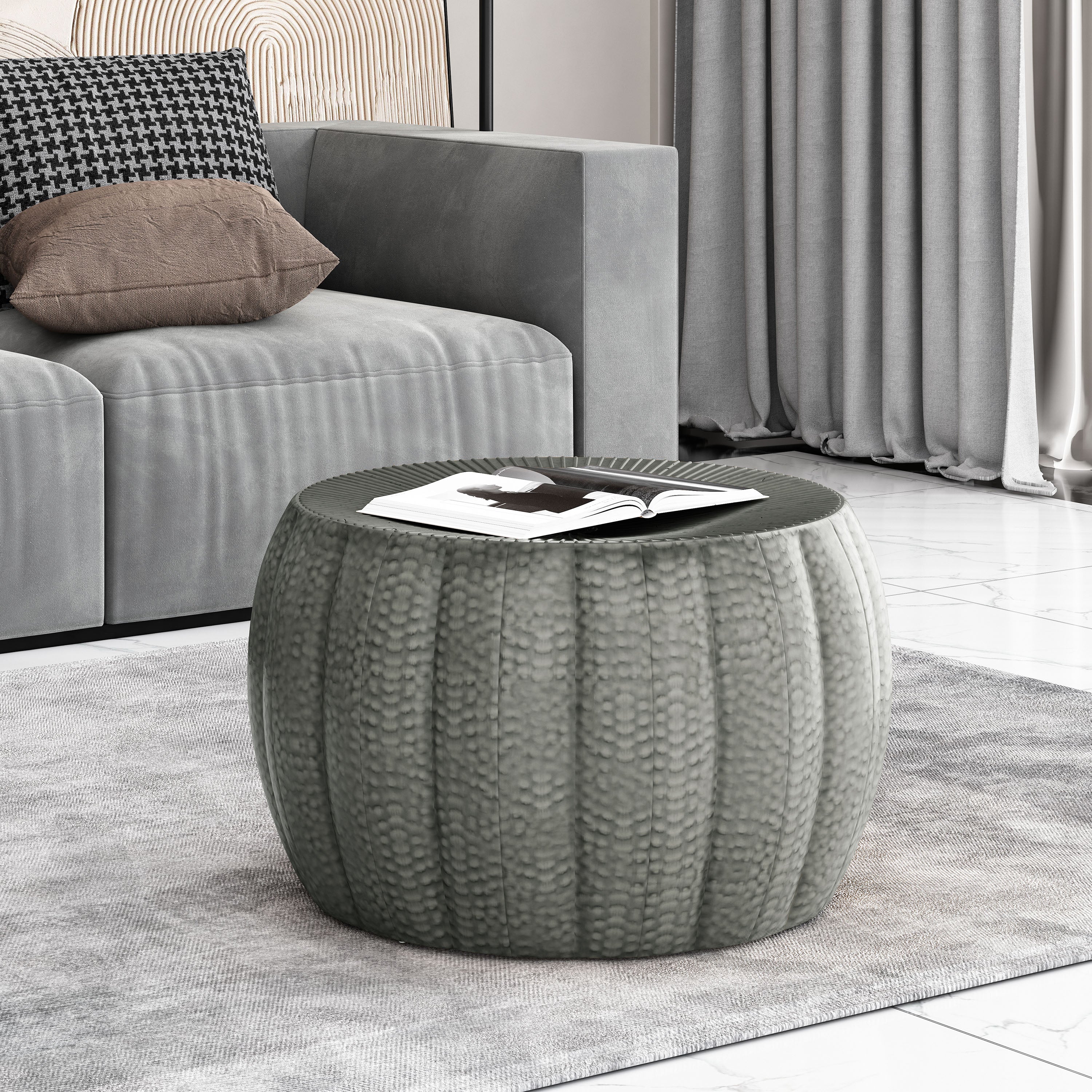 Perrotto Modern Iron Sunburst Pumpkin Coffee Table - furnishings