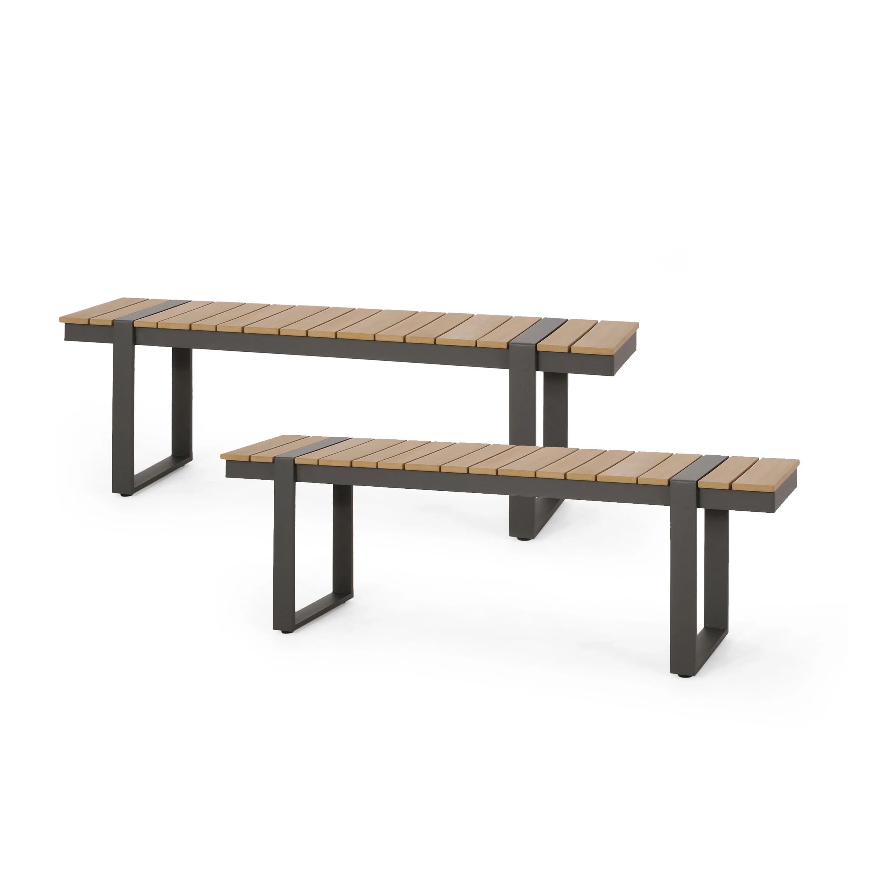 Mora Outdoor Faux Wood and Aluminum Dining Bench - furnishings