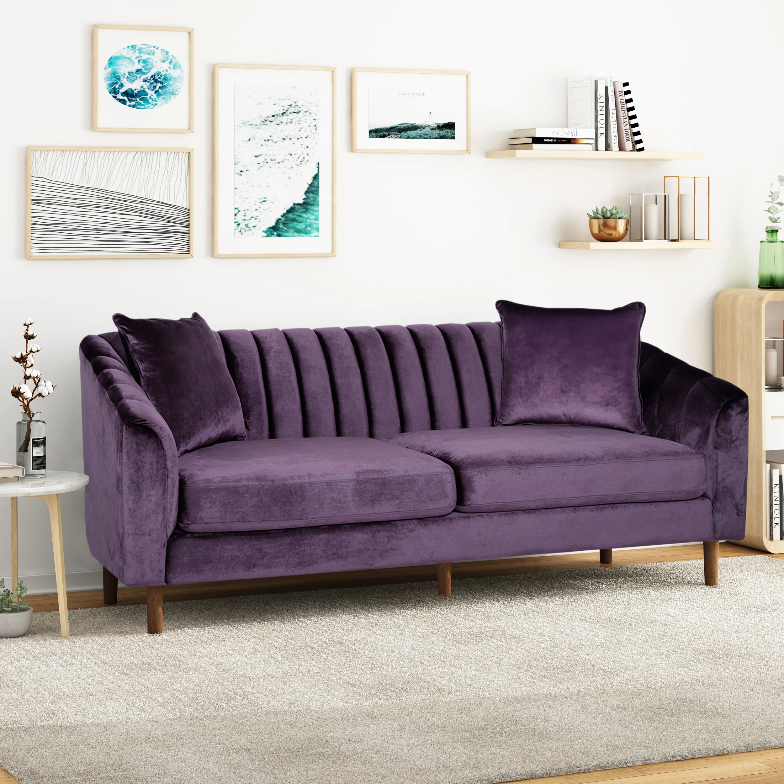 Jeannie Contemporary Velvet 3 Seater Sofa - furnishings