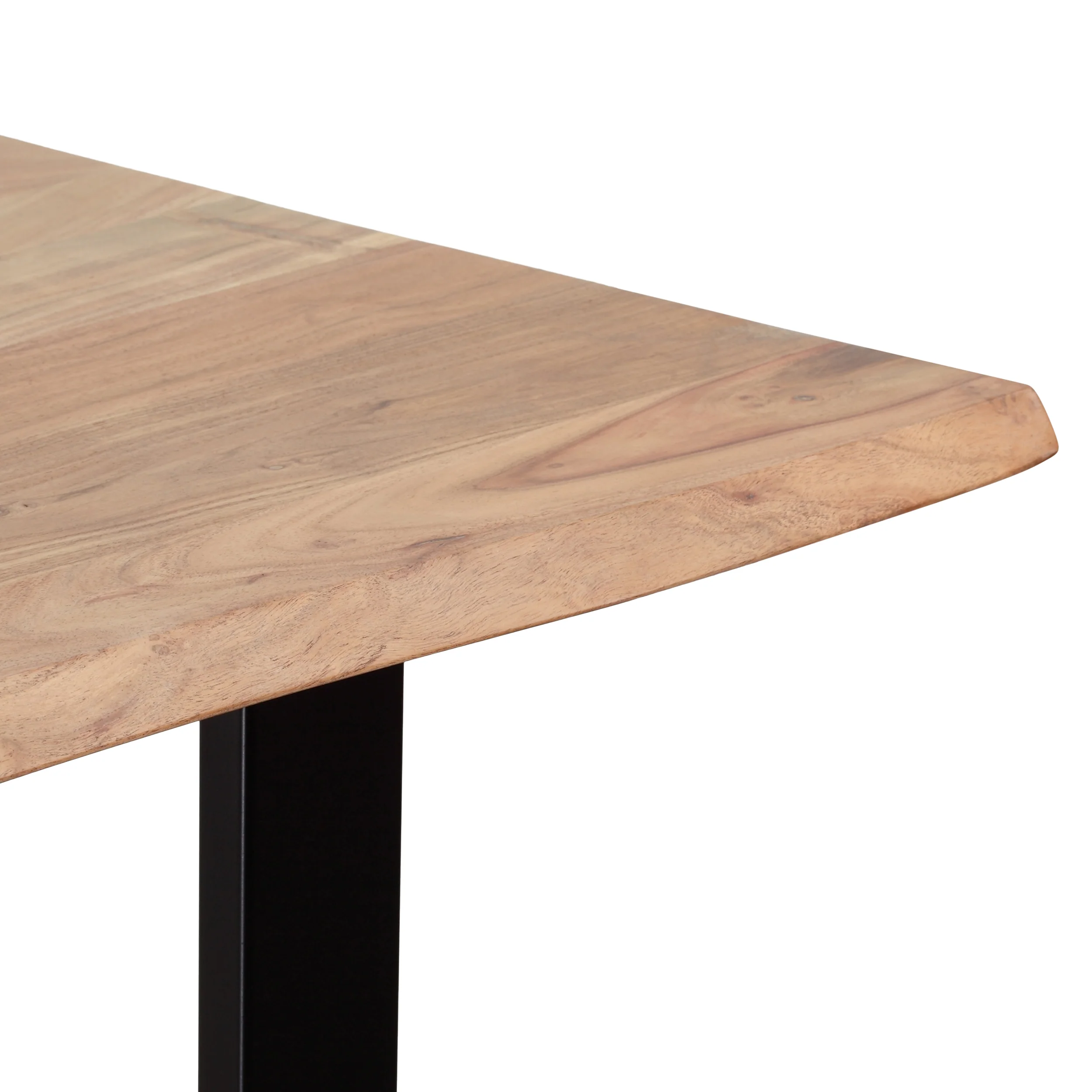 Pullen Modern Industrial Acacia Wood and Iron Dining Table, Natural and Black - furnishings