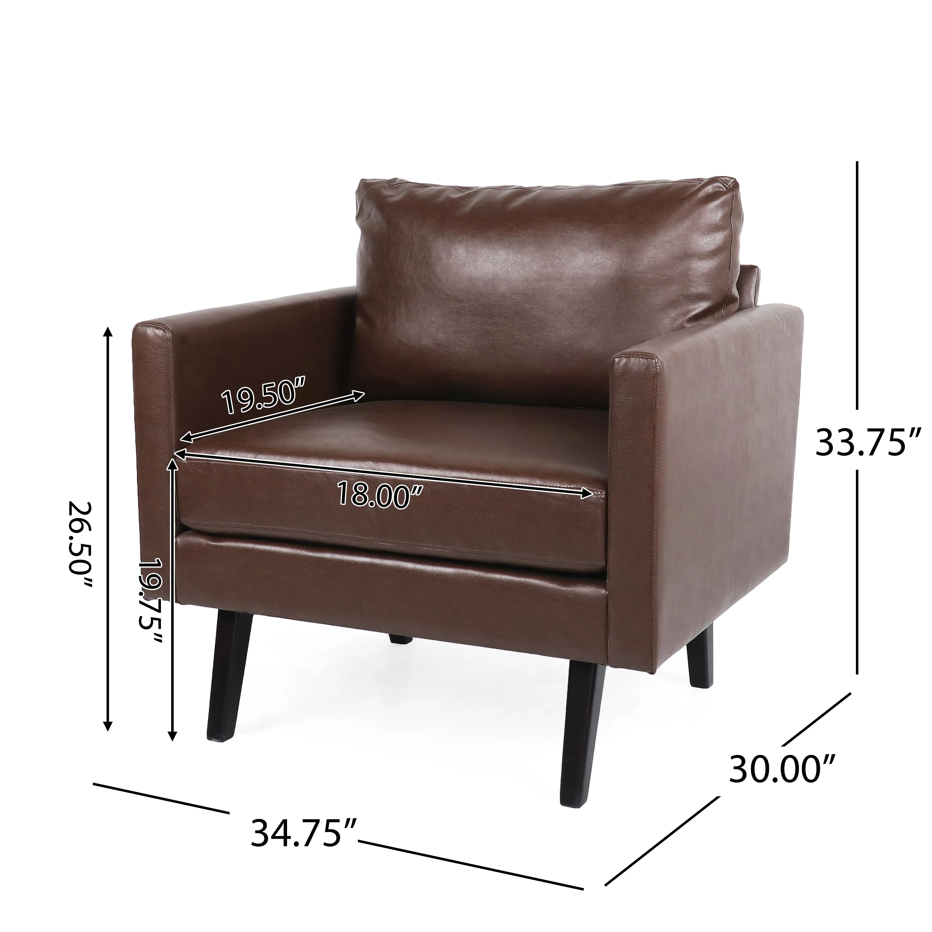 Dowd Mid Century Modern Faux Leather Club Chair - furnishings