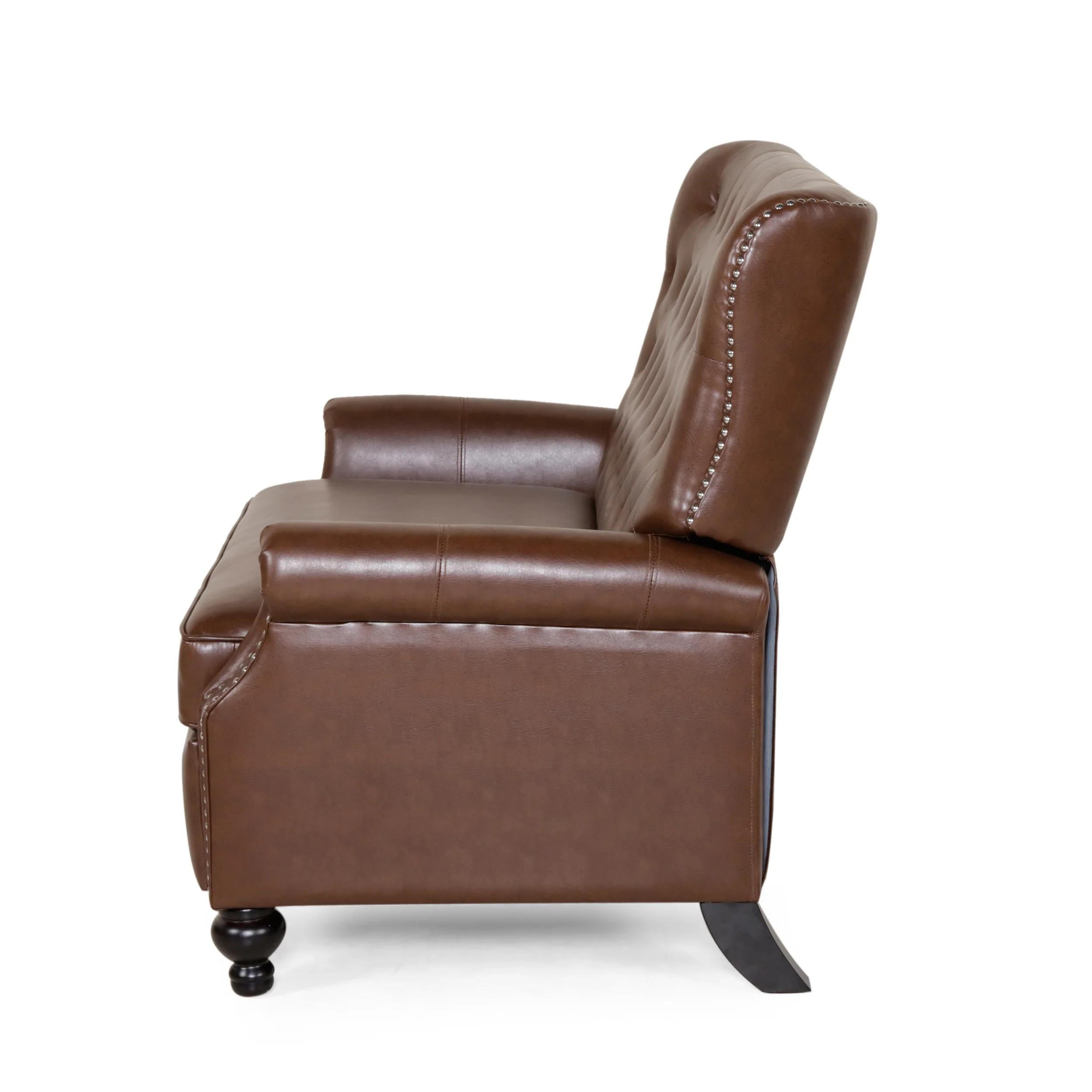 Belknap Contemporary Faux Leather Tufted Oversized Recliner with Nailhead Trim - furnishings