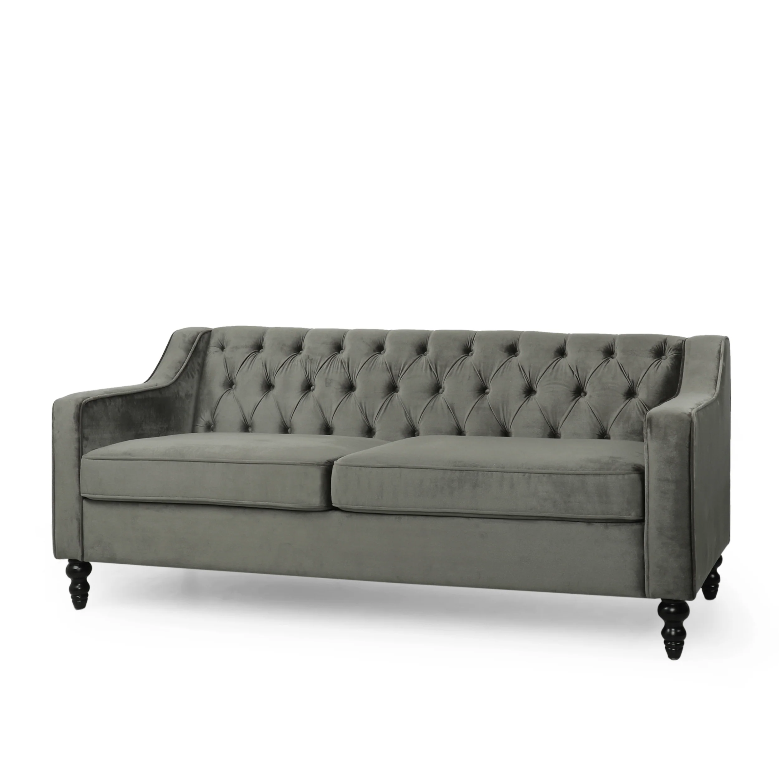 Jameer Modern Glam Tufted Velvet 3 Seater Sofa - furnishings