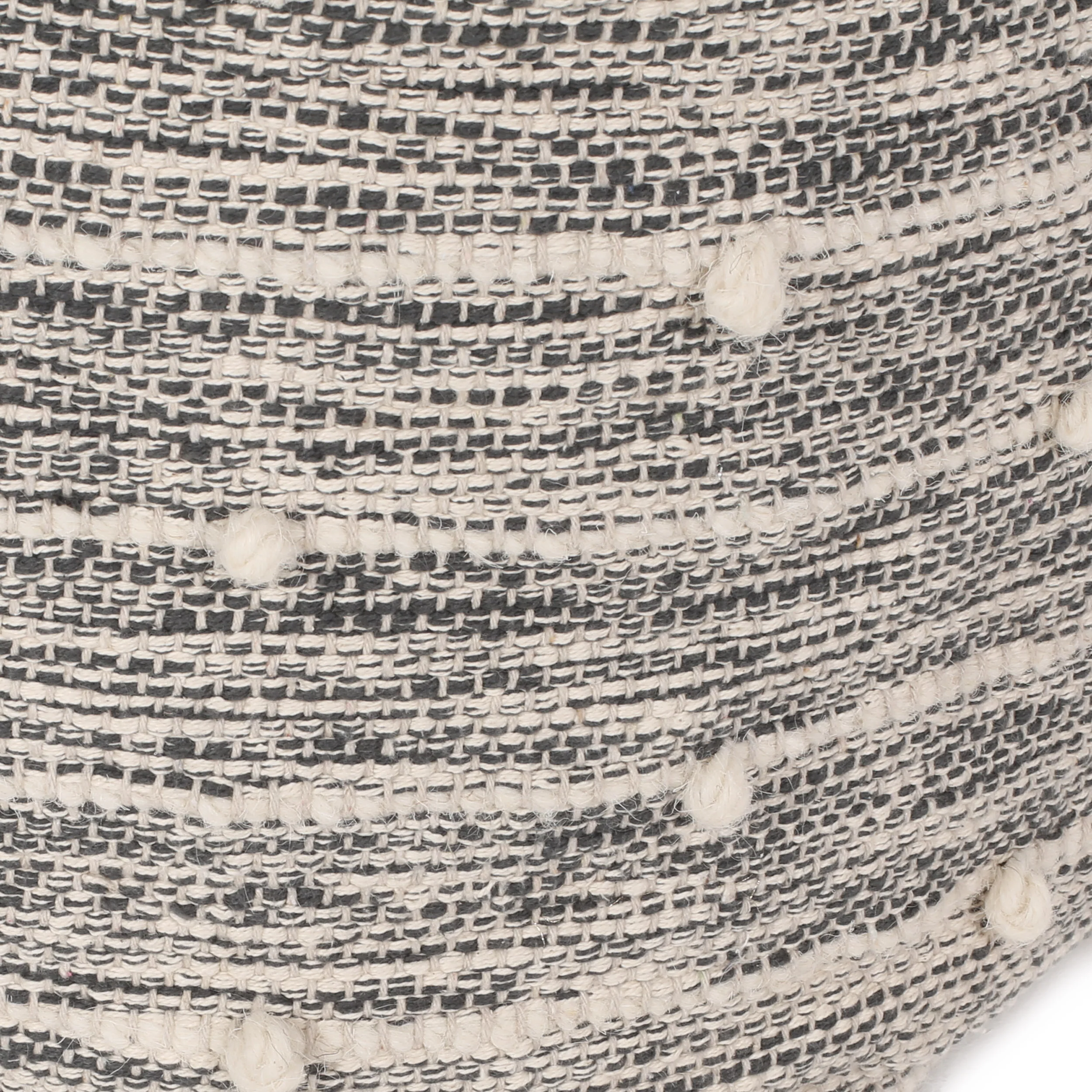 Shurley Parham Boho Handcrafted Fabric Cube Pouf, Ivory and Gray - furnishings