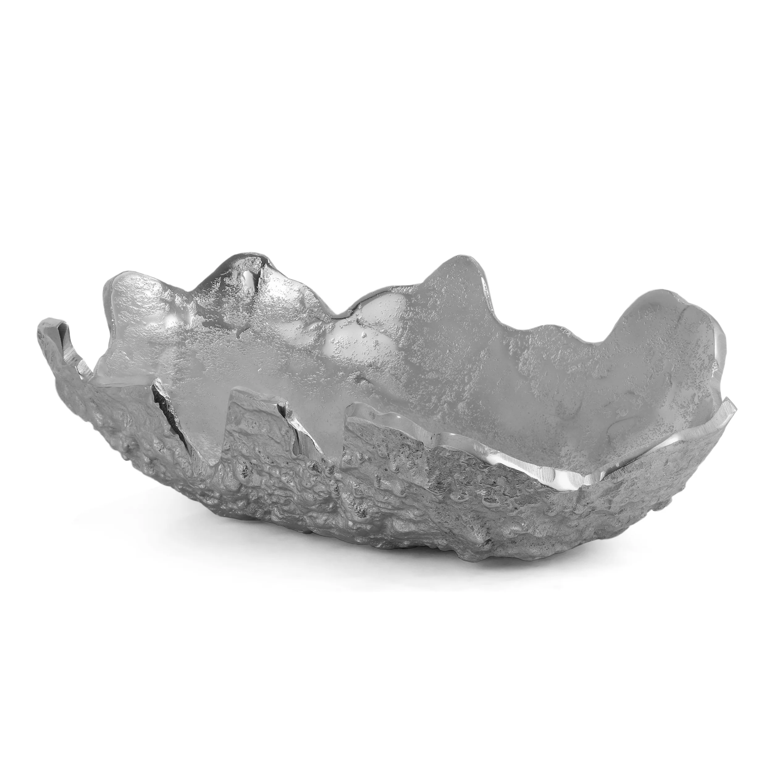 Beckwith Handcrafted Aluminum Decorative Bowl, Raw Nickel - furnishings