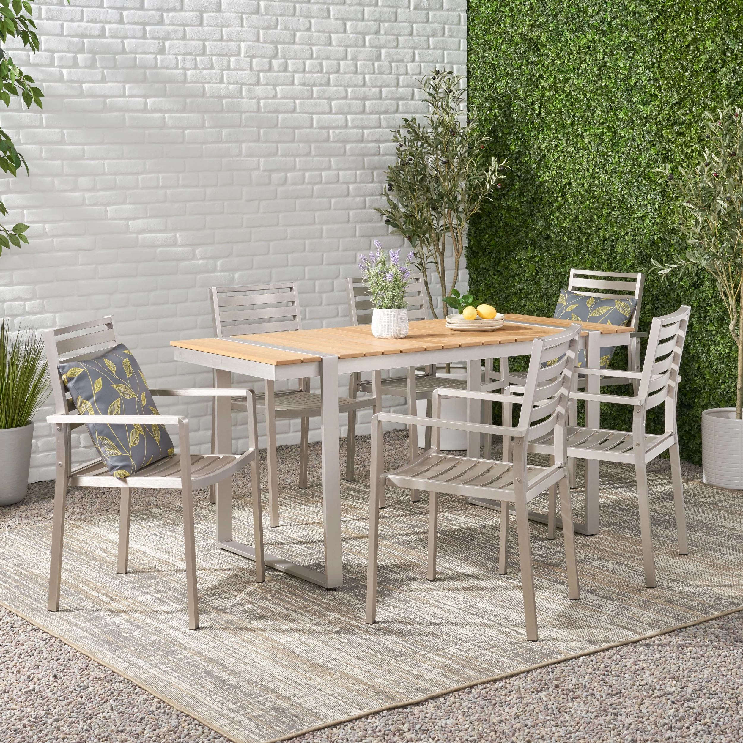 Mora Outdoor 7 Piece Aluminum Dining Set - furnishings