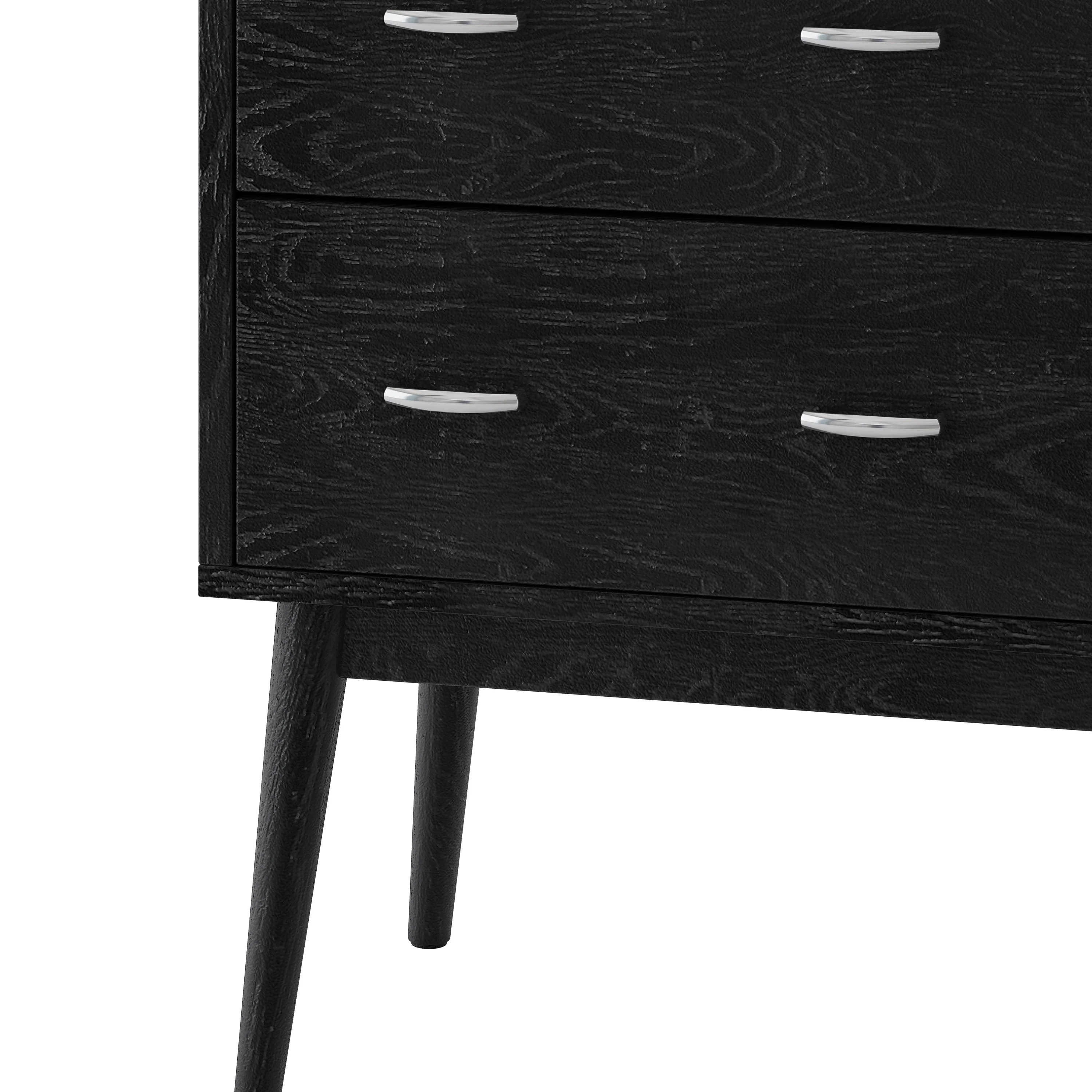 Wilbur Mid Century Wooden 3 Piece Double Dresser and Nightstand Bedroom Set - furnishings