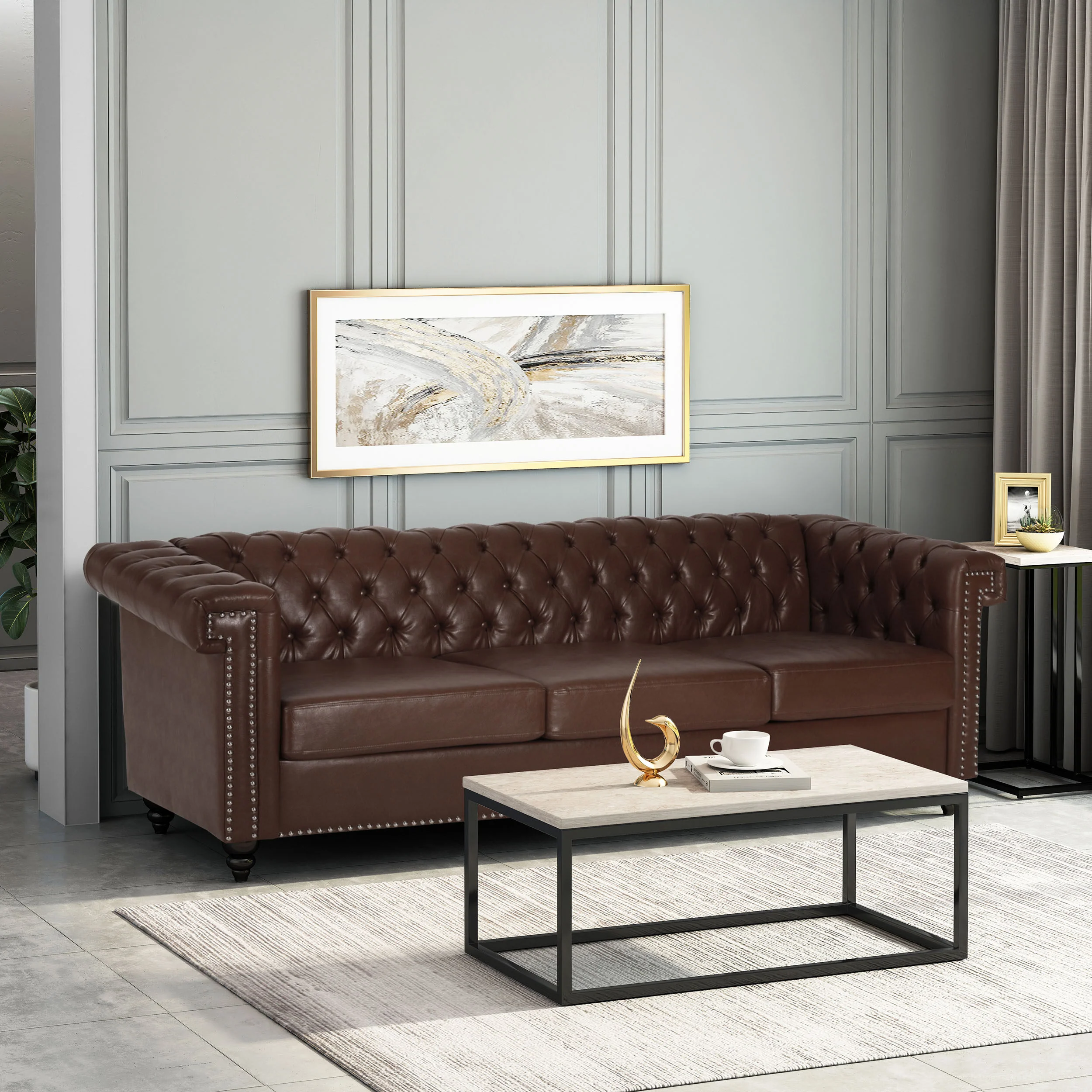 Zyiere Tufted Chesterfield 3 Seater Sofa - furnishings