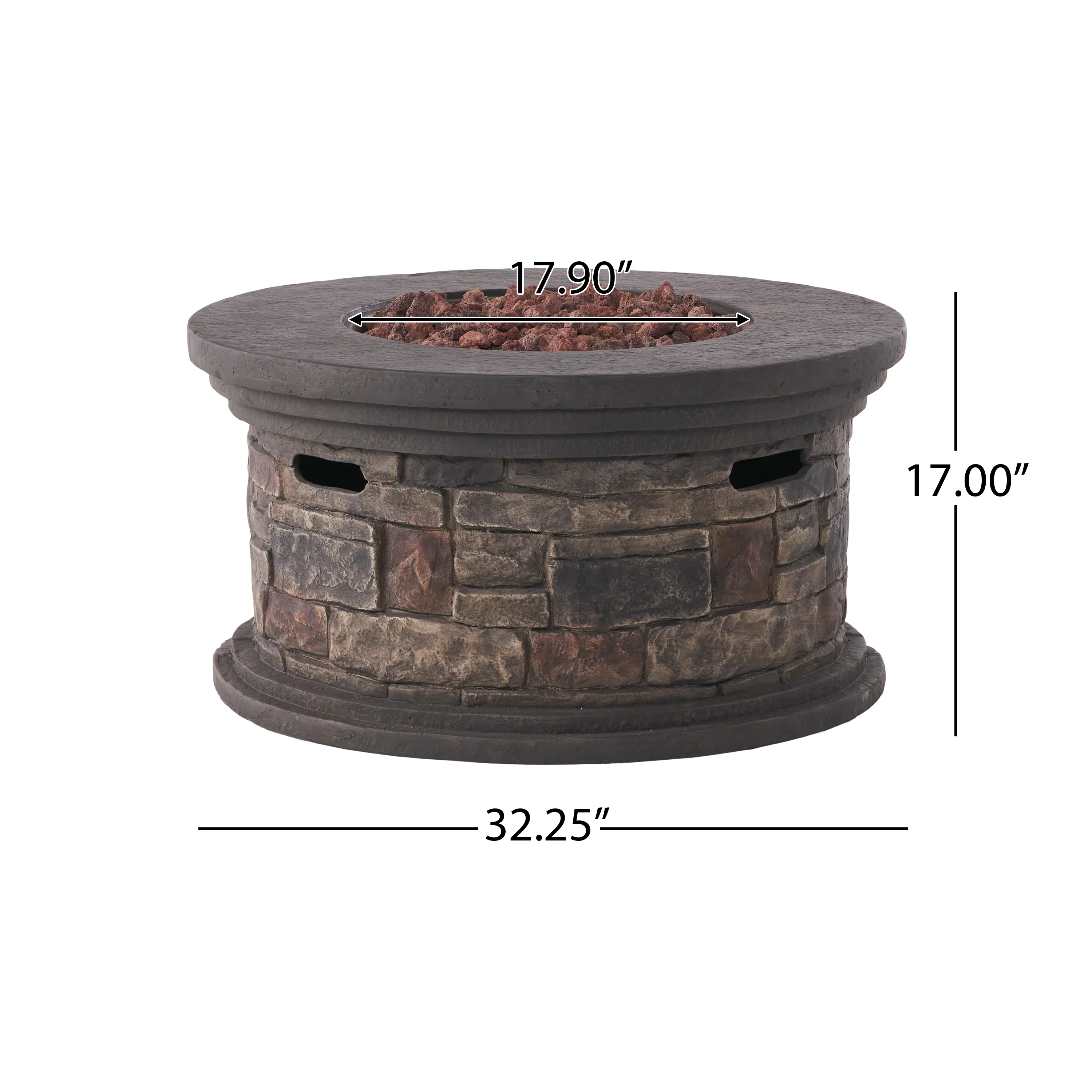 Troy Outdoor 40,000 BTU Lightweight Concrete Circular Fire Pit (No Tank Holder), Stone Finish - furnishings