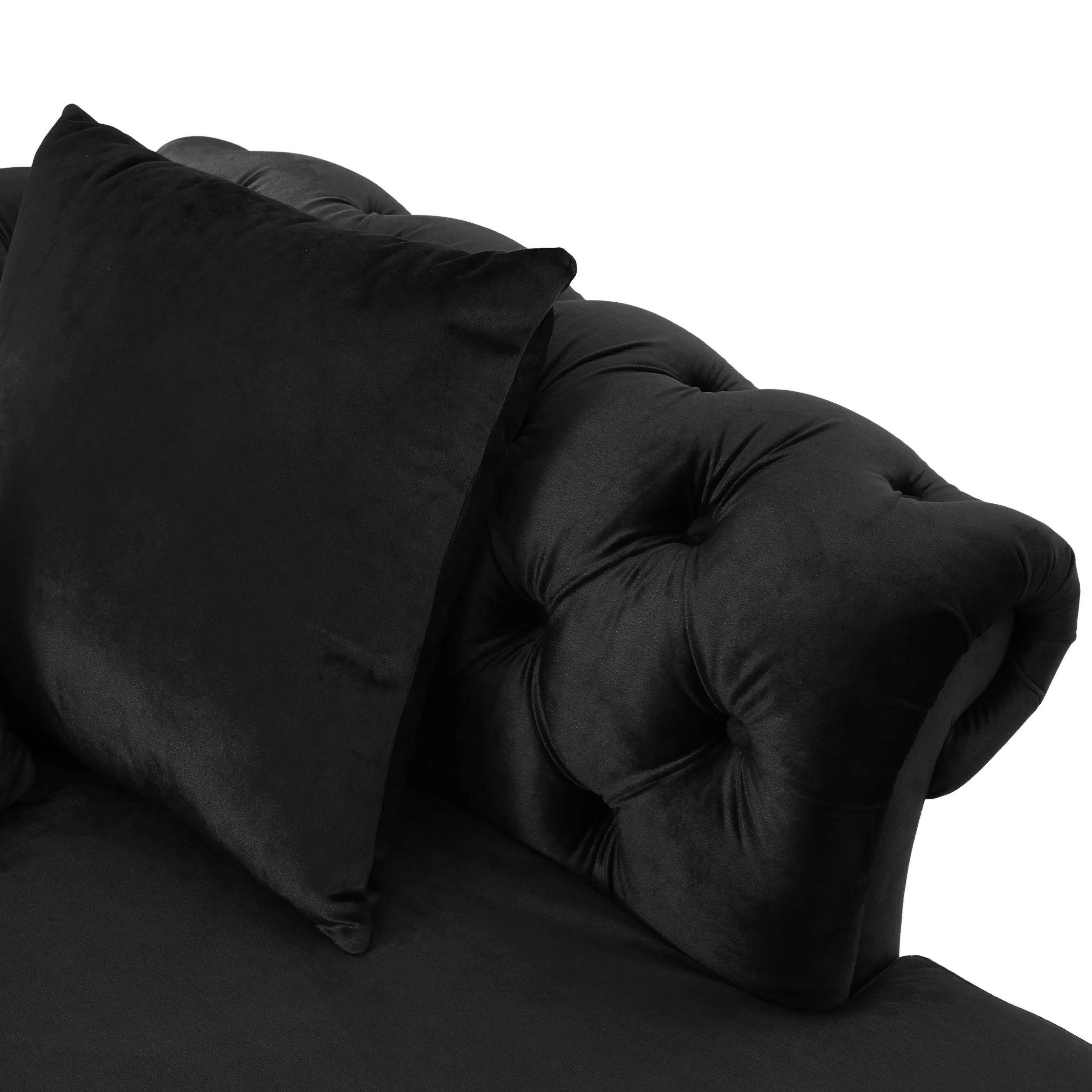Harrisville Modern Glam Tufted Velvet Tete-a-Tete Chaise Lounge with Accent Pillows - furnishings