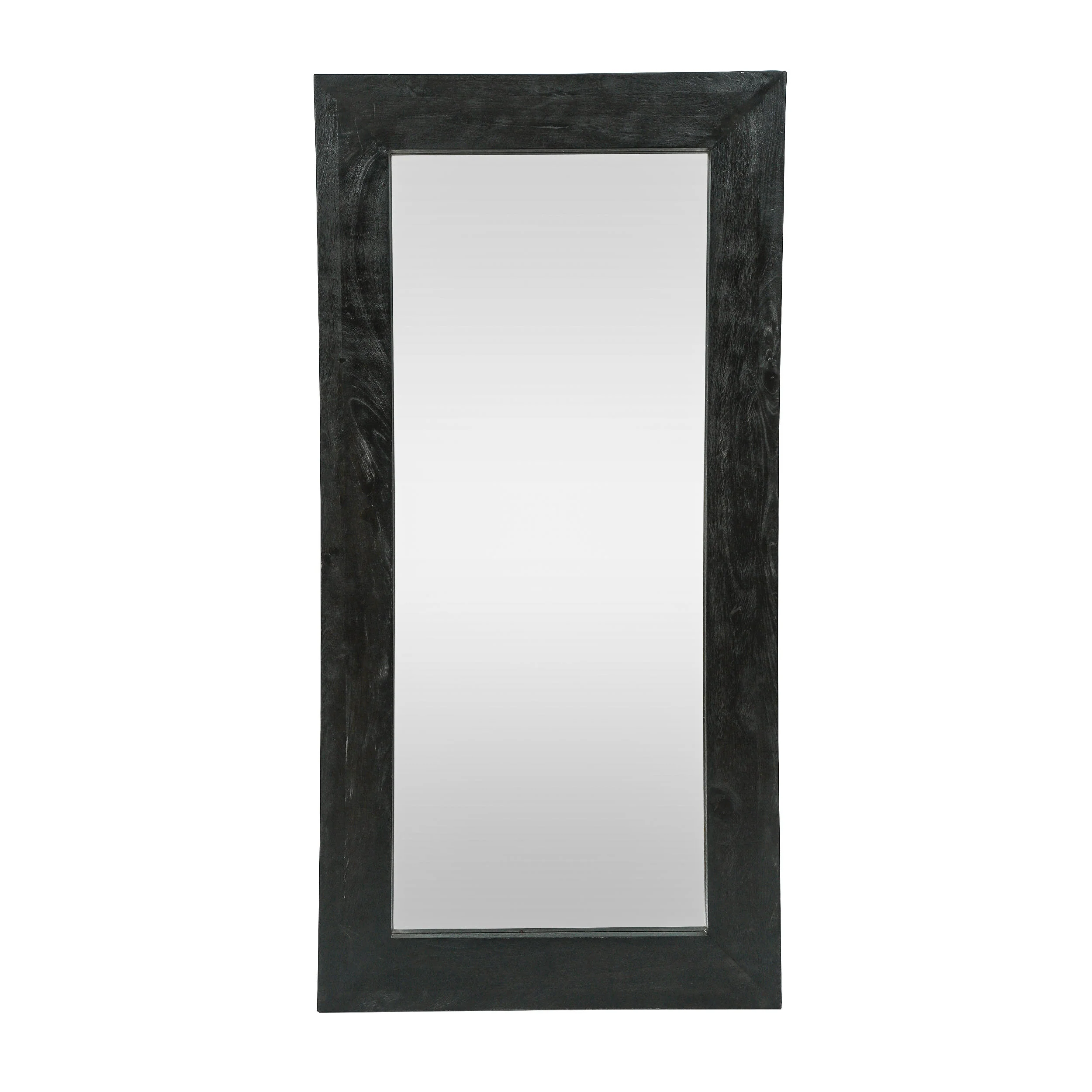 Ramsay Rustic Handcrafted Mango Wood Full Length Standing Mirror, Black and Brown - furnishings