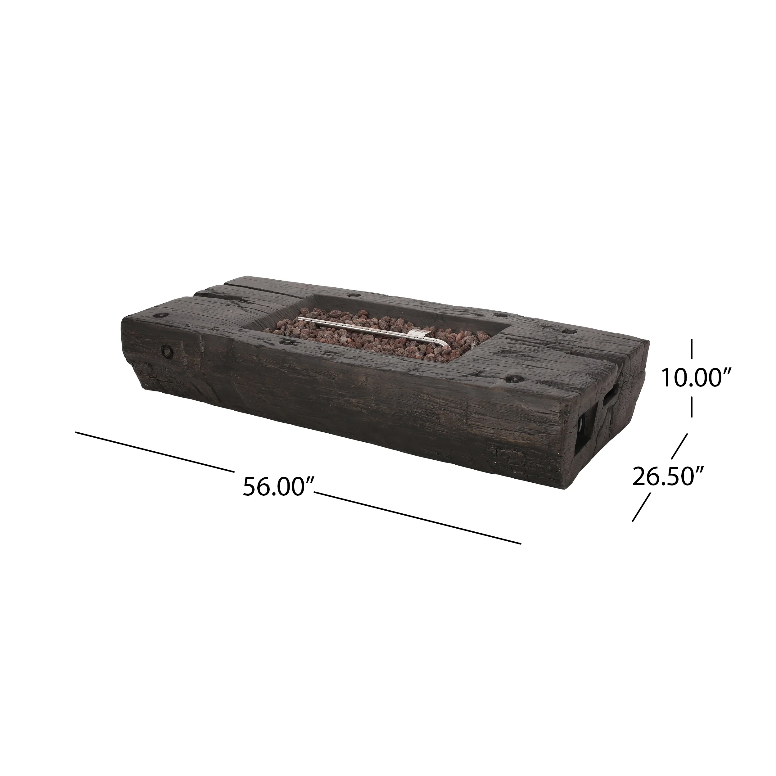 Carolina Outdoor 40,000 BTU Lightweight Concrete Wood Finish Fire Pit (No Tank Holder), Brown - furnishings