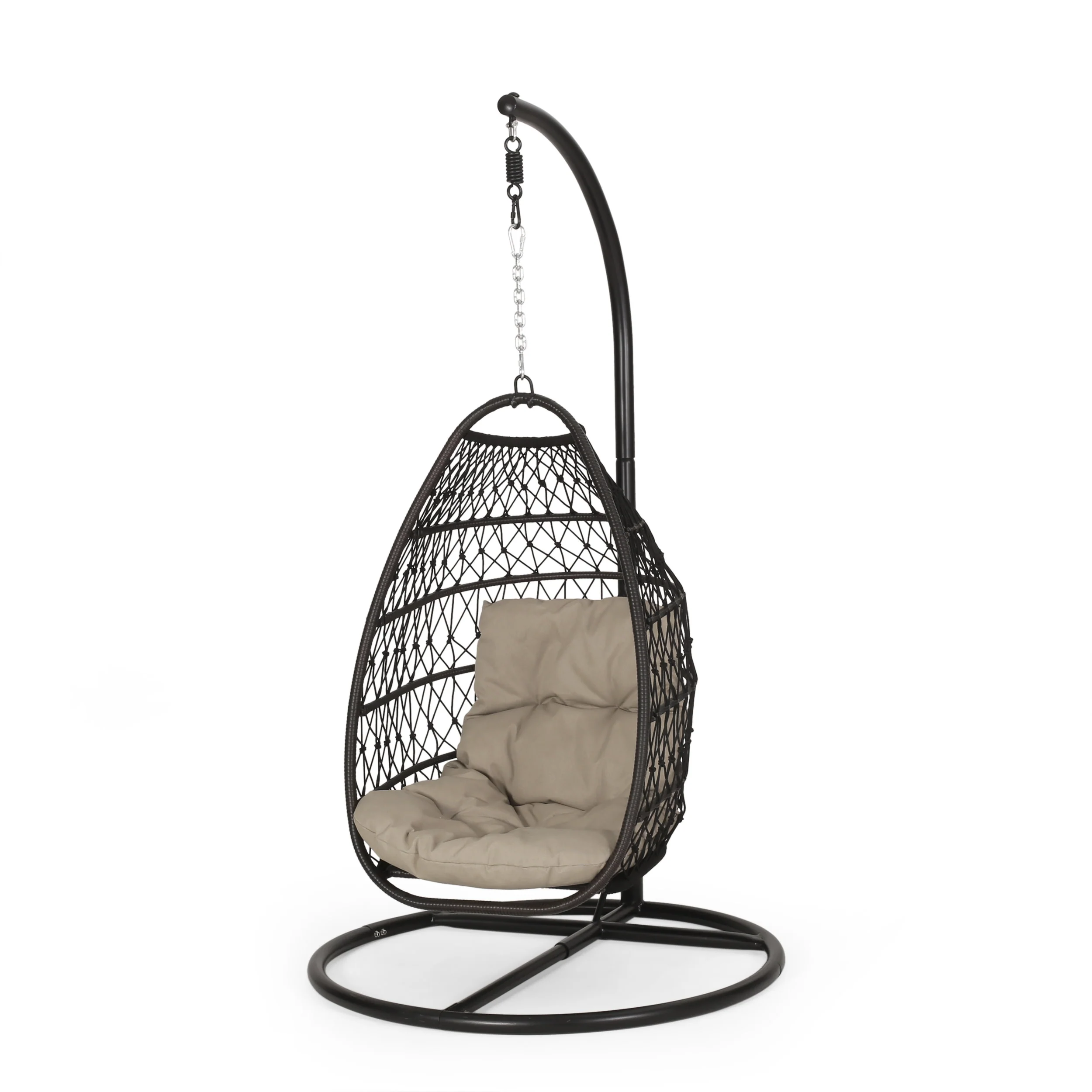 Coloma Outdoor Wicker and Rope Foldable Hanging Chair with Stand - furnishings