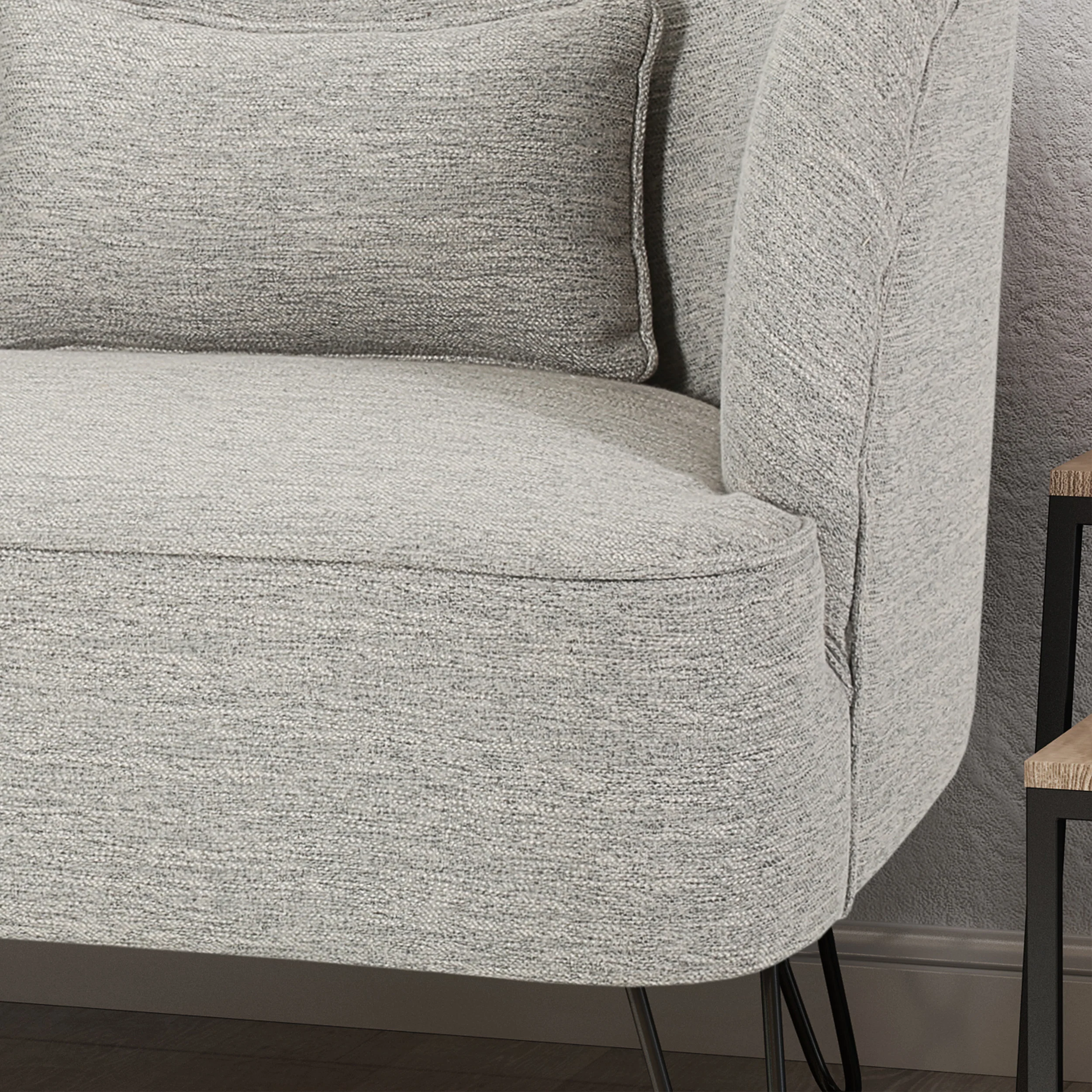 Jordan Modern Fabric Settee with Hairpin Legs - furnishings