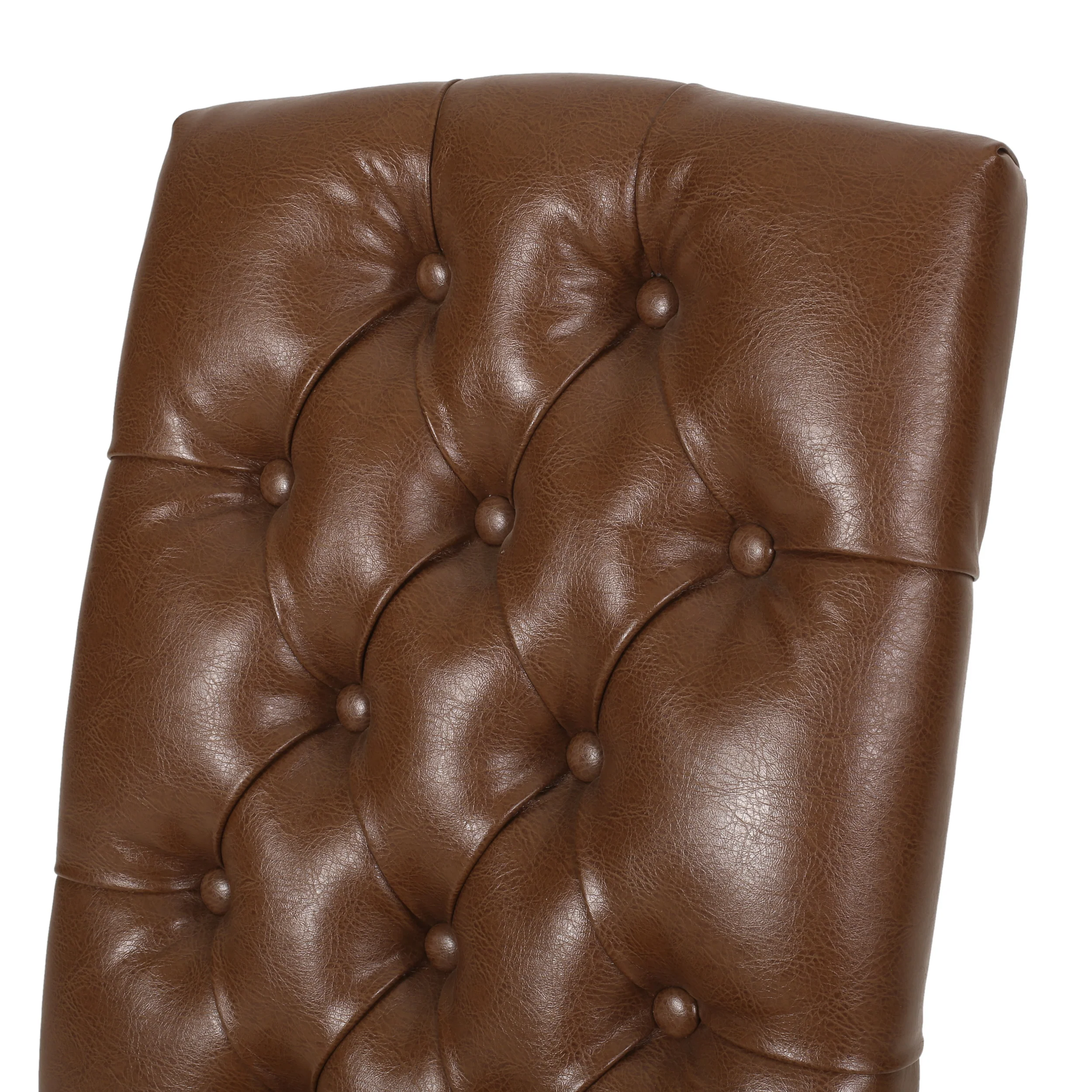 Frances Contemporary Faux Leather Tufted Dining Chairs with Nailhead Trim, Set of 4 - furnishings