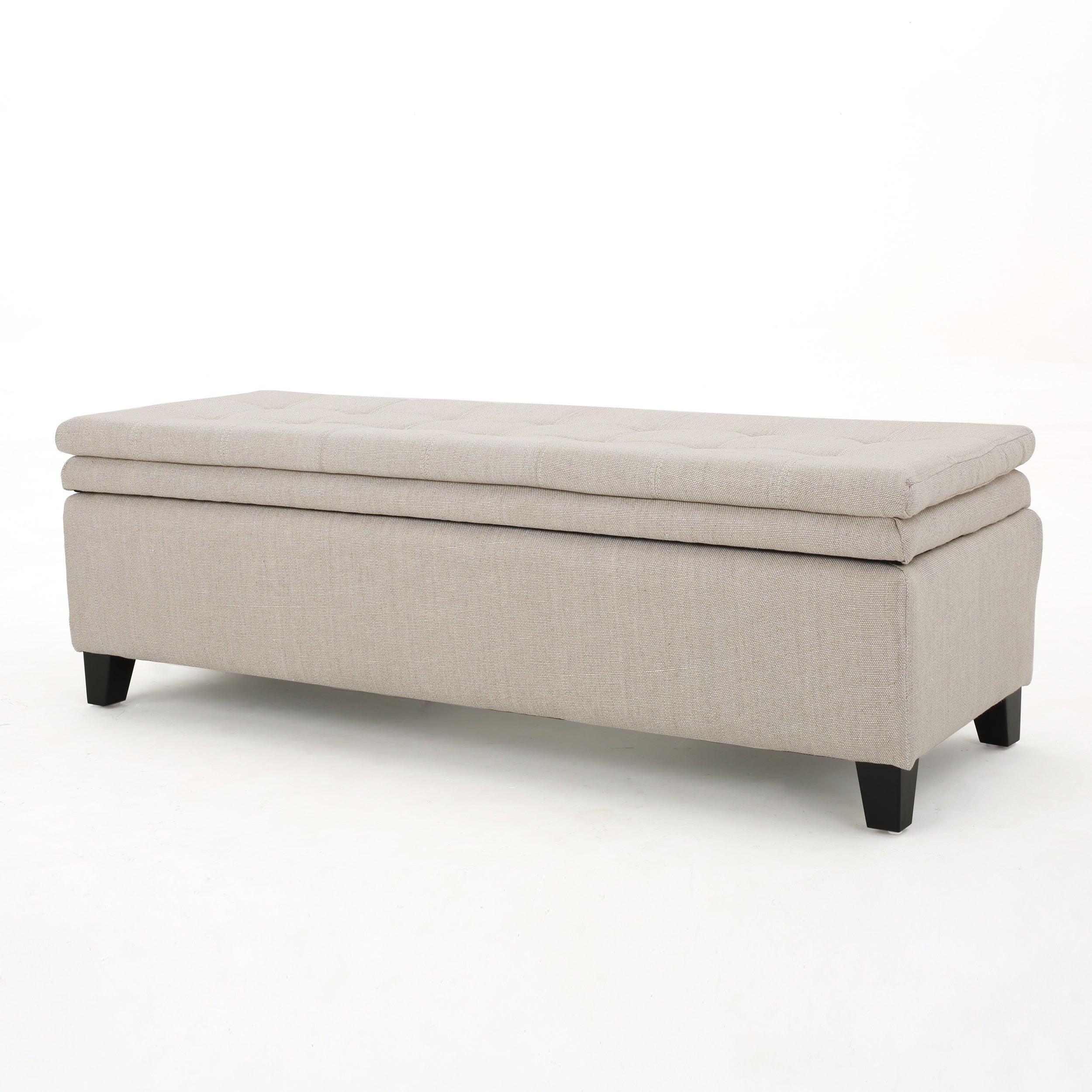 Sandford Contemporary Tufted Linen Storage Ottoman Bench - furnishings