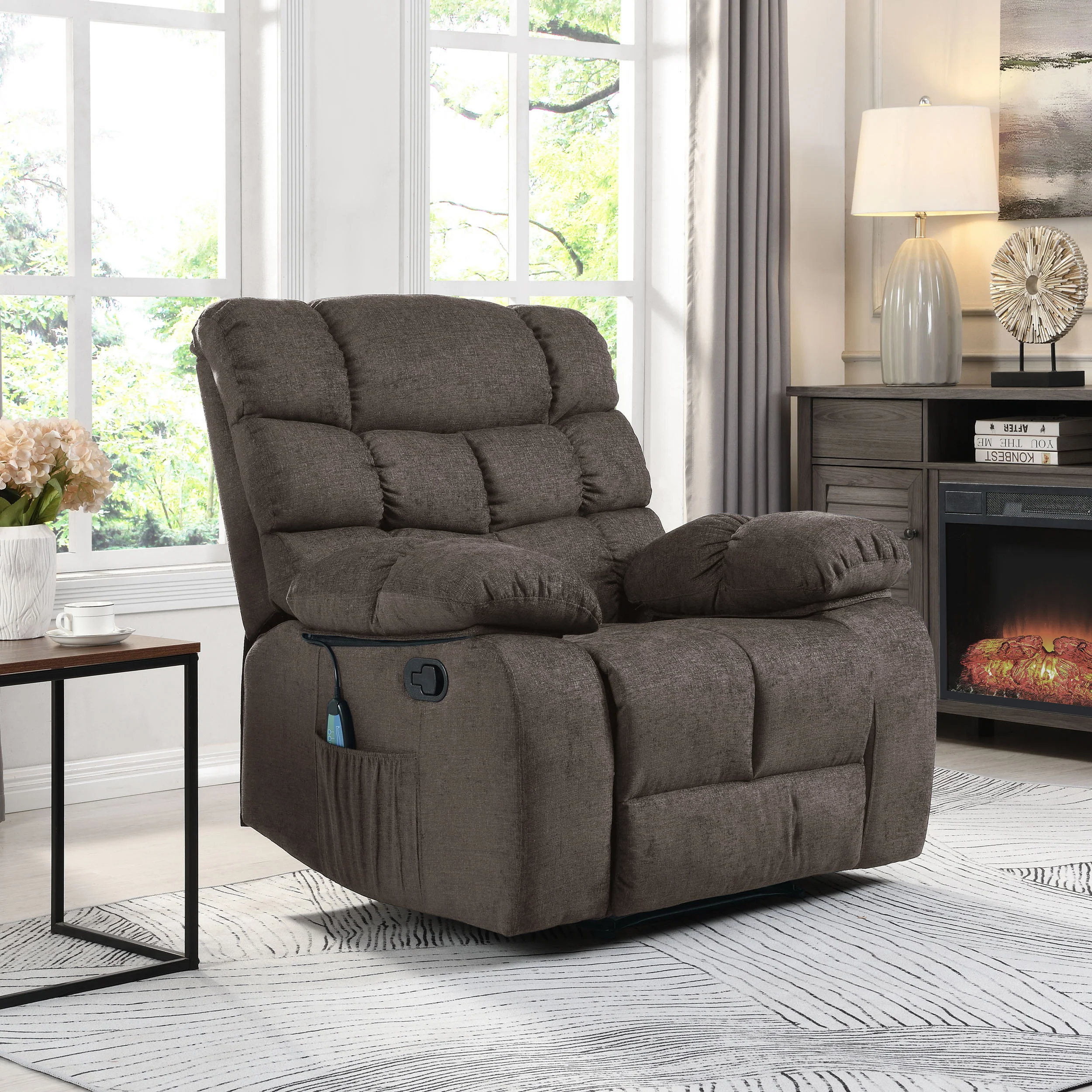 Conyers Contemporary Pillow Tufted Massage Recliner - furnishings