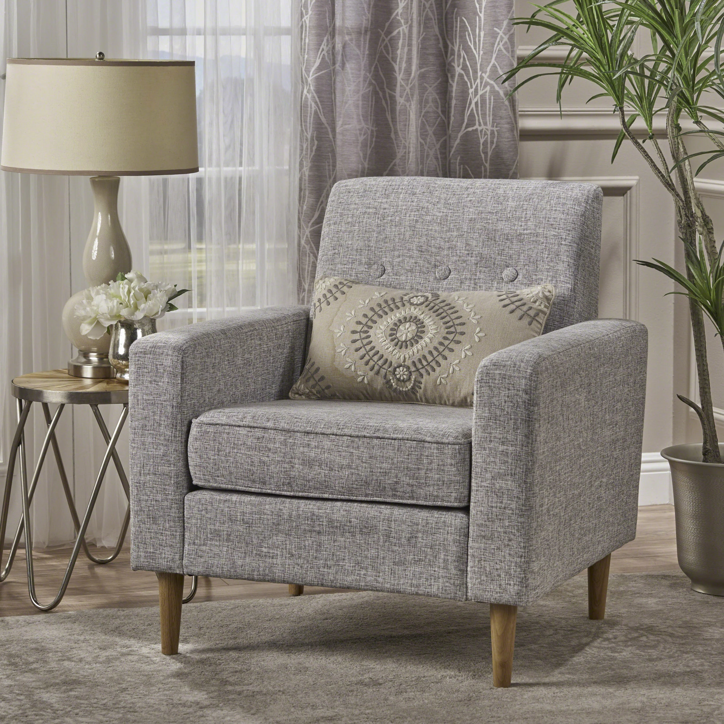 Stratford Mid Century Modern Fabric Club Chair - furnishings